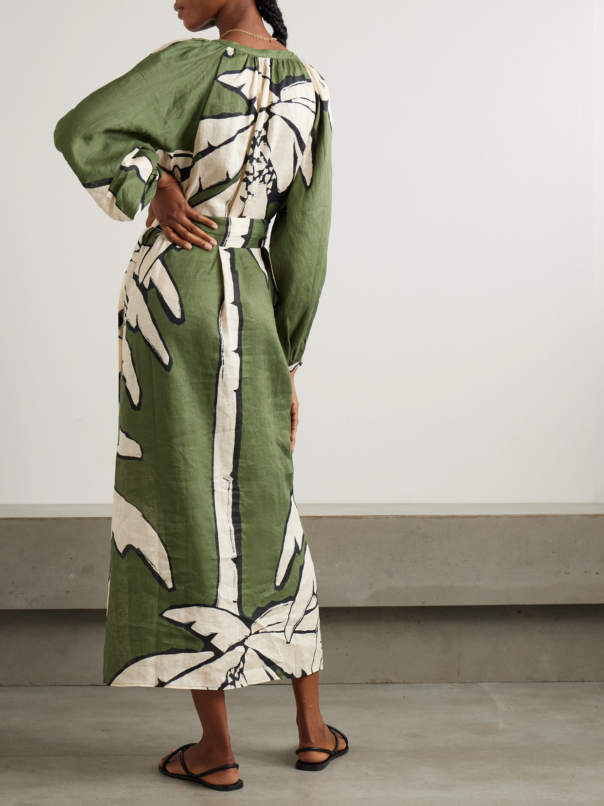Weaving Weves Belted Printed Linen Maxi Dress - 3