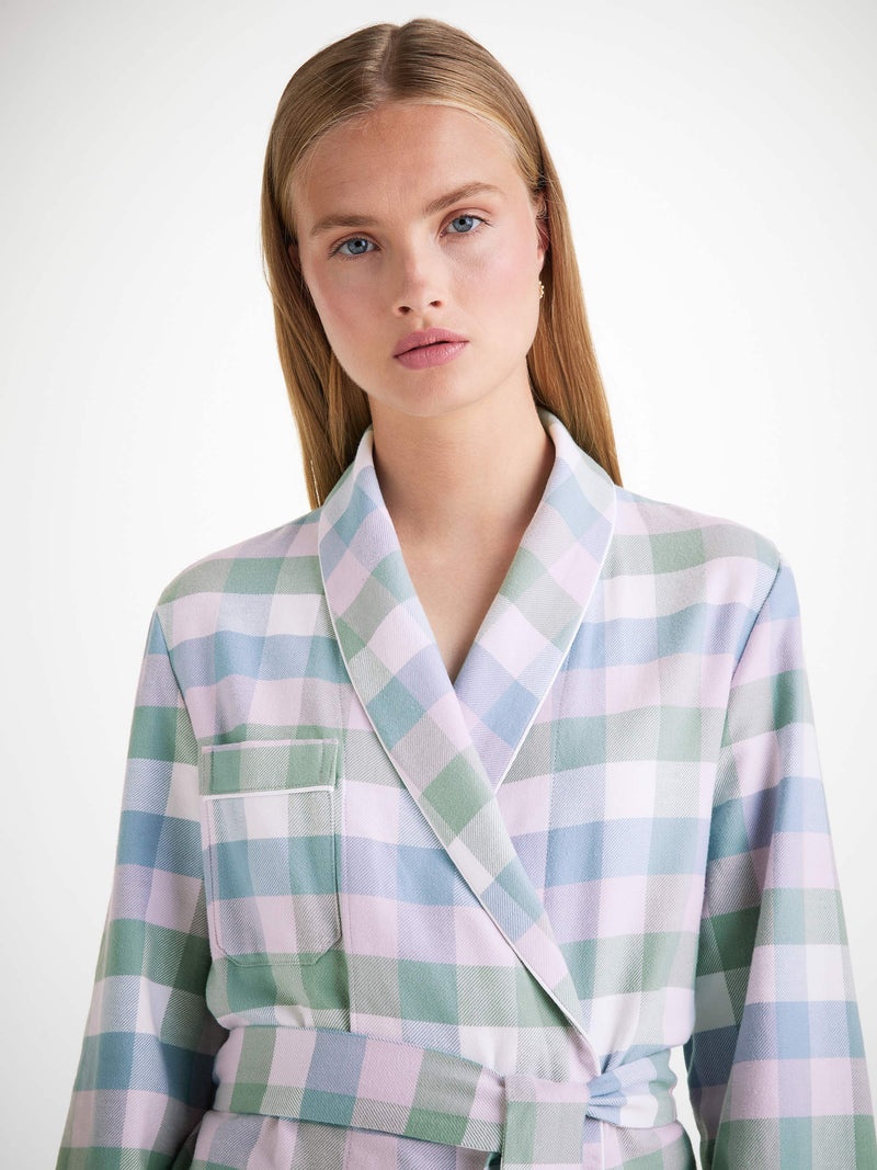 Women's Long Robe Kelburn 45 Brushed Cotton Green - 5