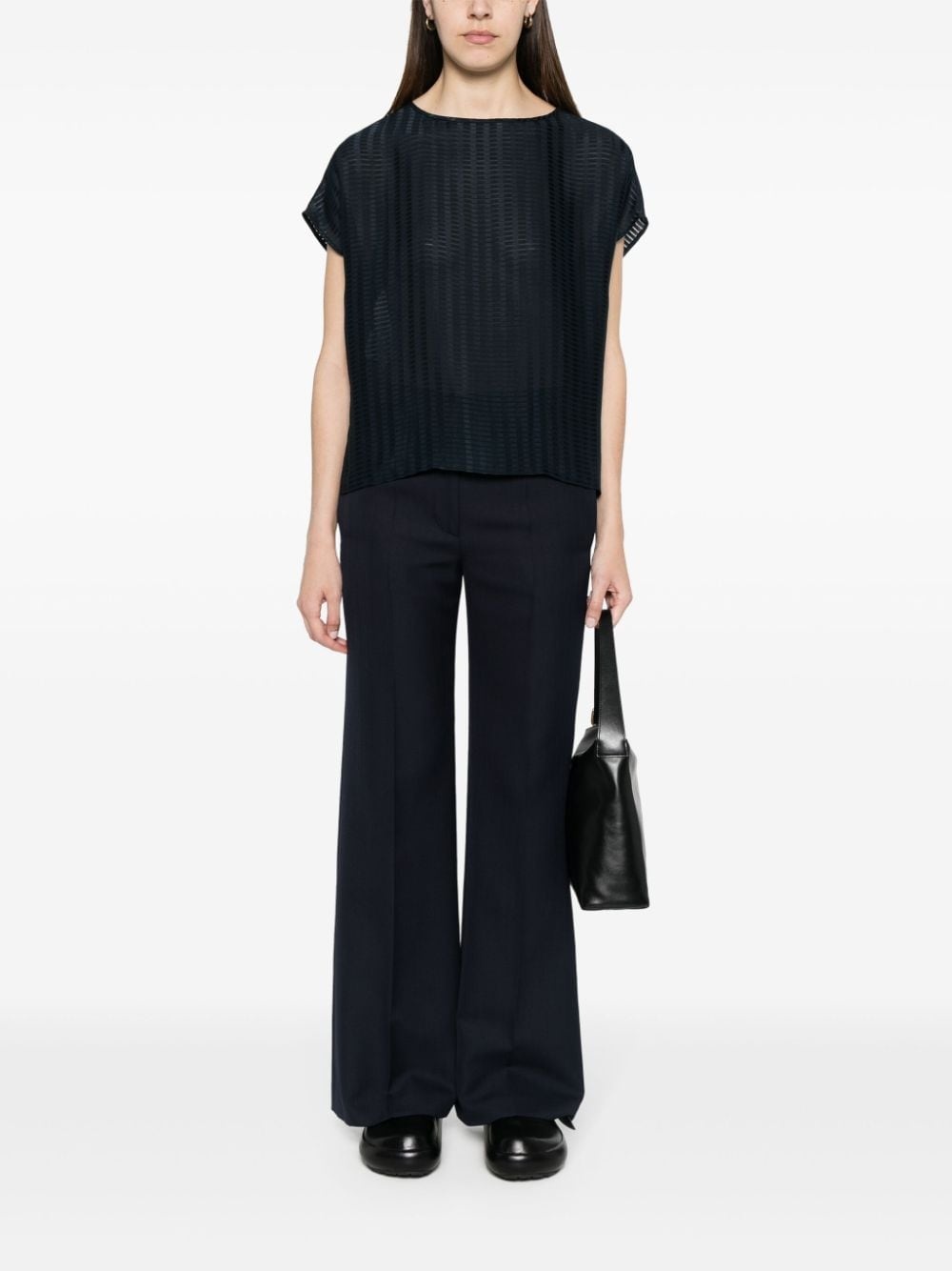 sheer-panels striped T-shirt - 2
