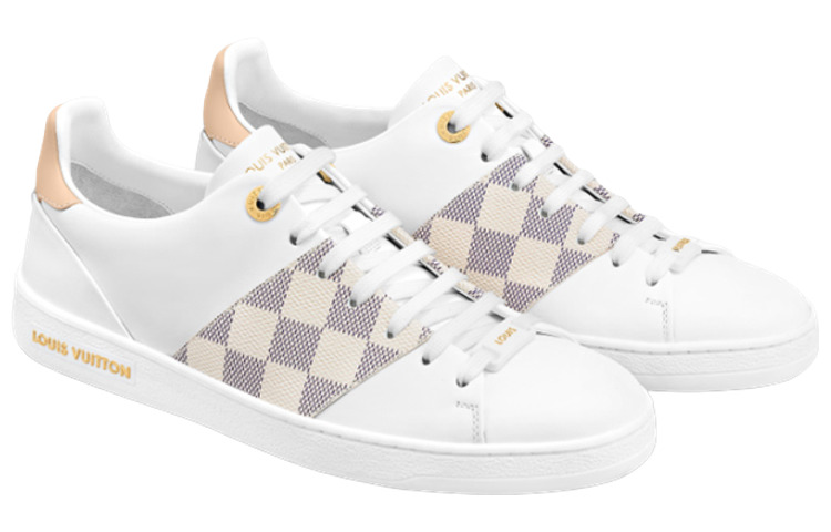 (WMNS) LOUIS VUITTON Frontrow Sneakers 'White with Beige Grey Plaid' 1AAWEV - 3