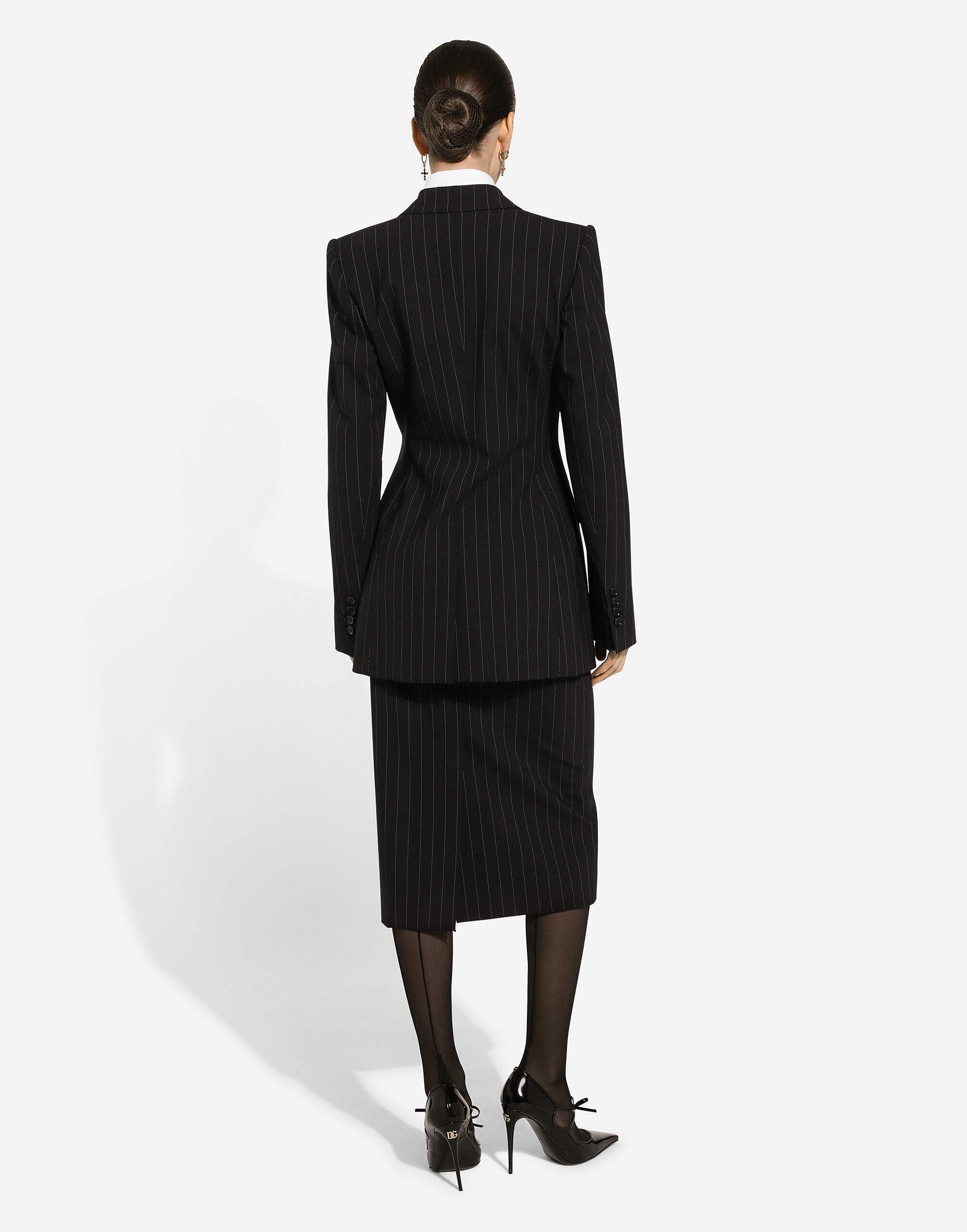 Single-breasted pinstripe wool Turlington jacket - 3