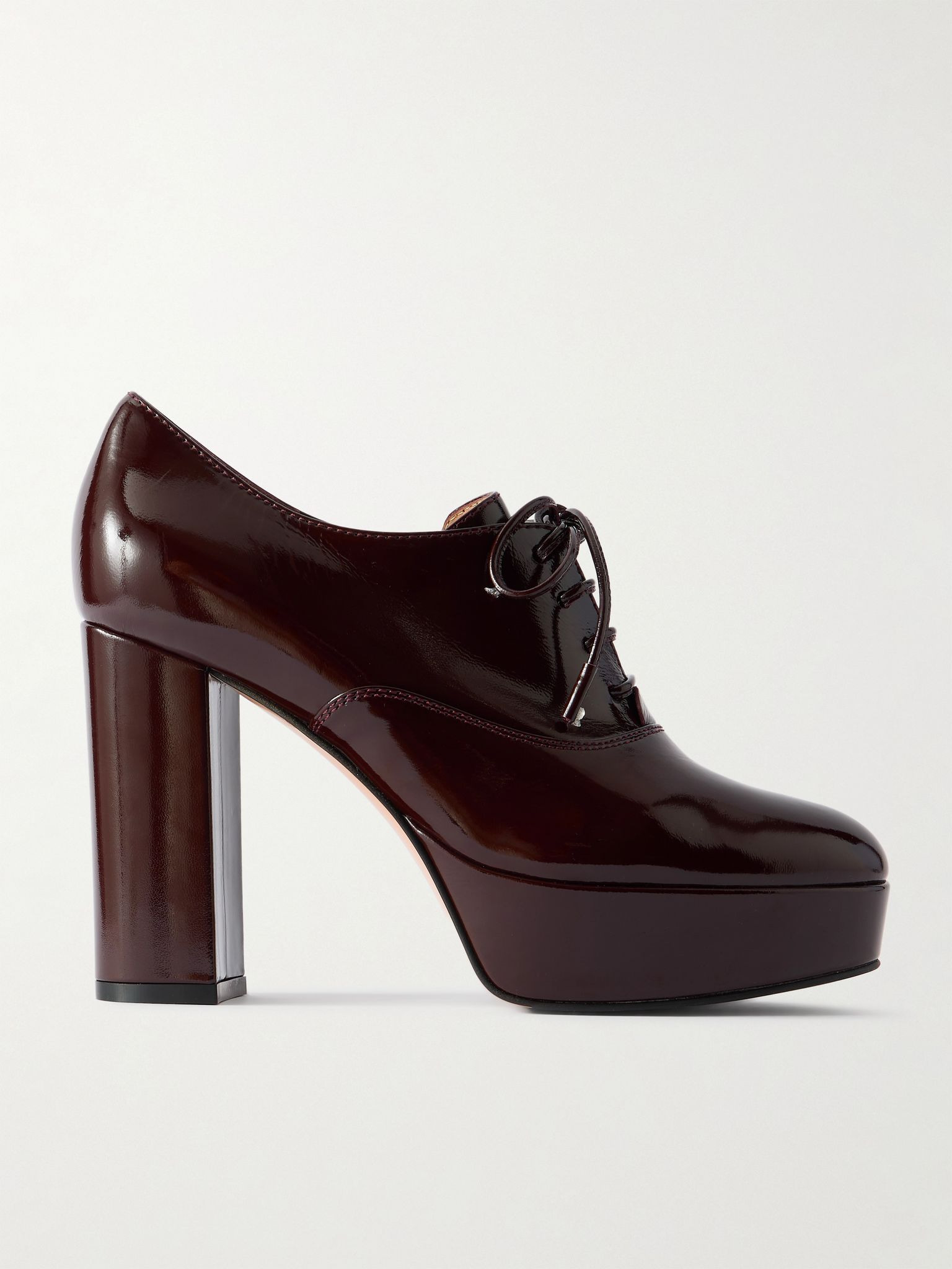 70 patent-leather platform Oxford pumps Dark brown - 1