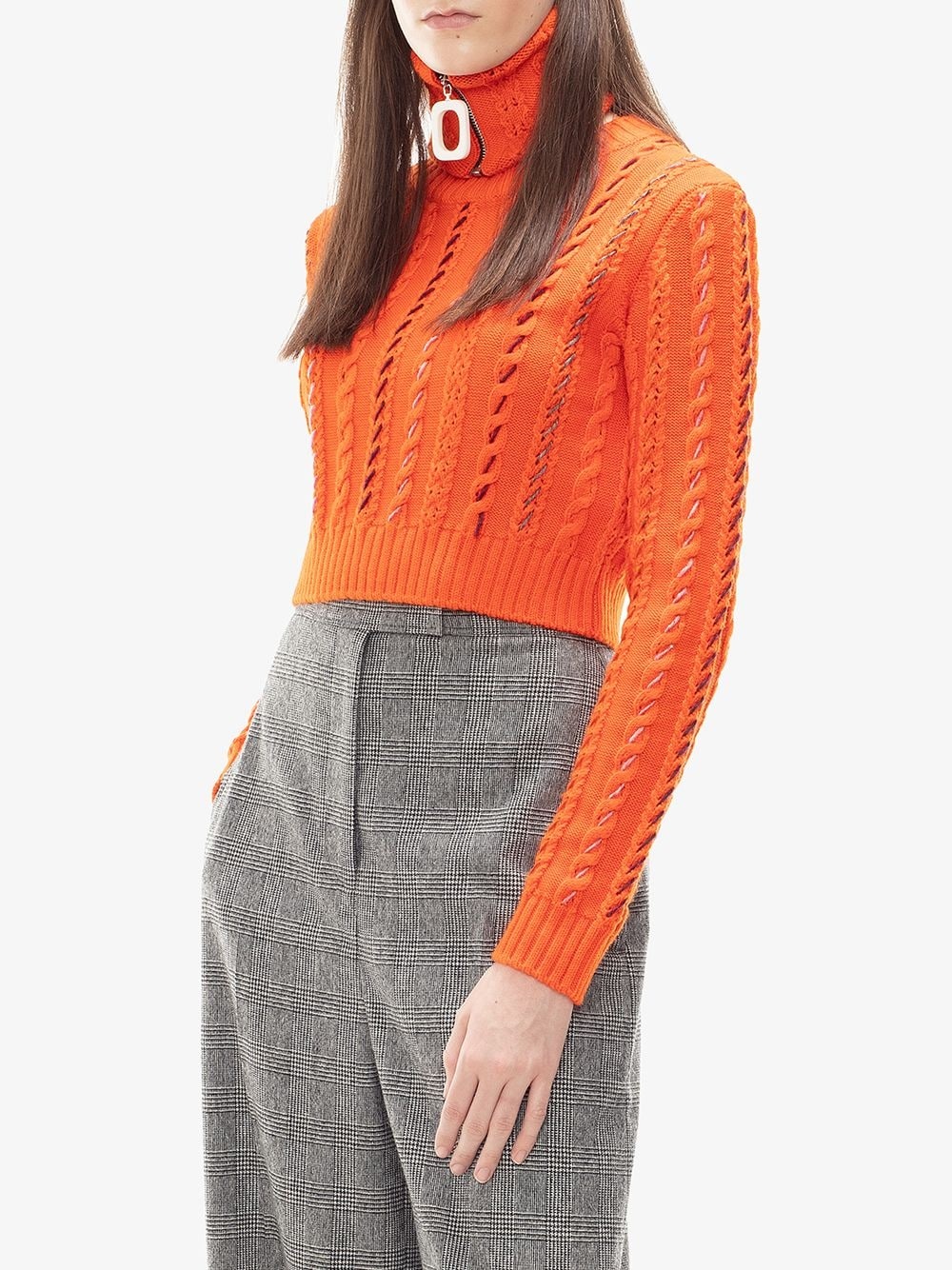 cropped darning knitted jumper - 3