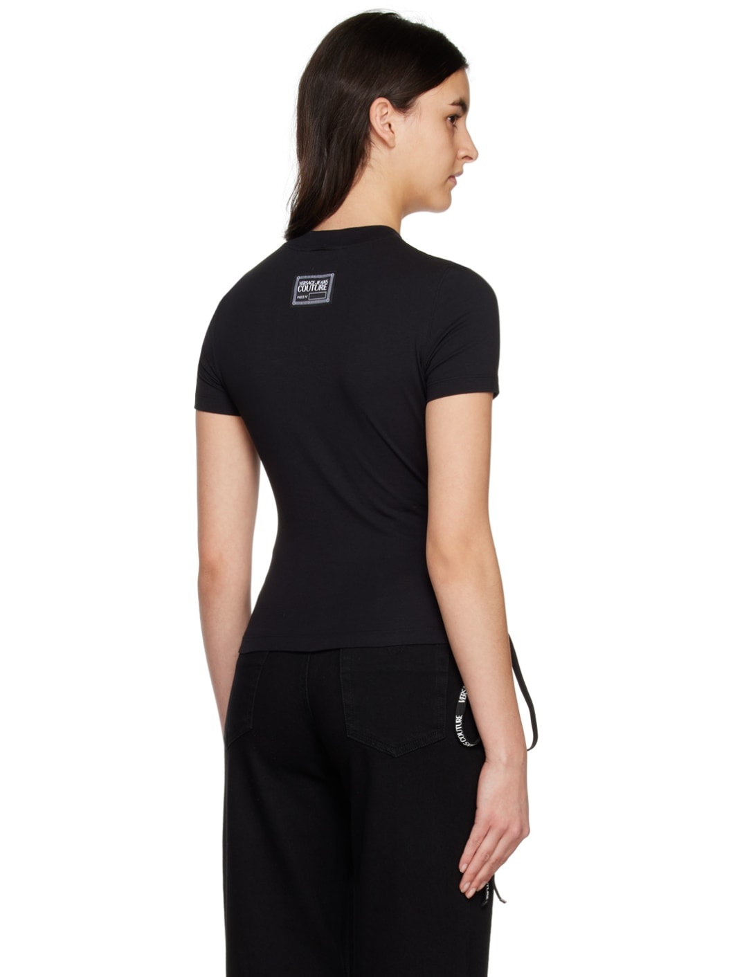 Black Lace-Up T-Shirt - 3