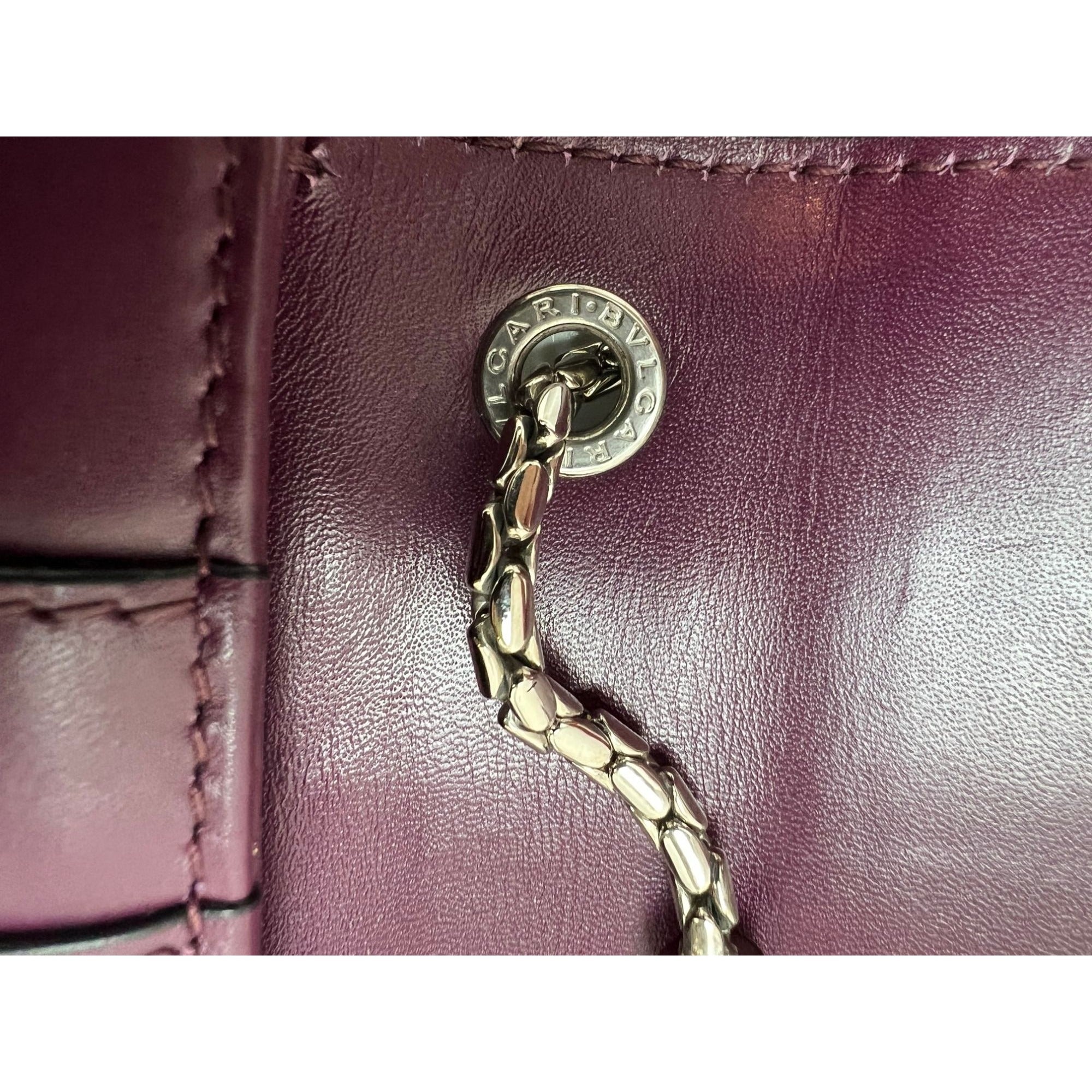 BvlgariCalfskin Small Serpenti Forever Snake Plum Crossbody Bag - 9