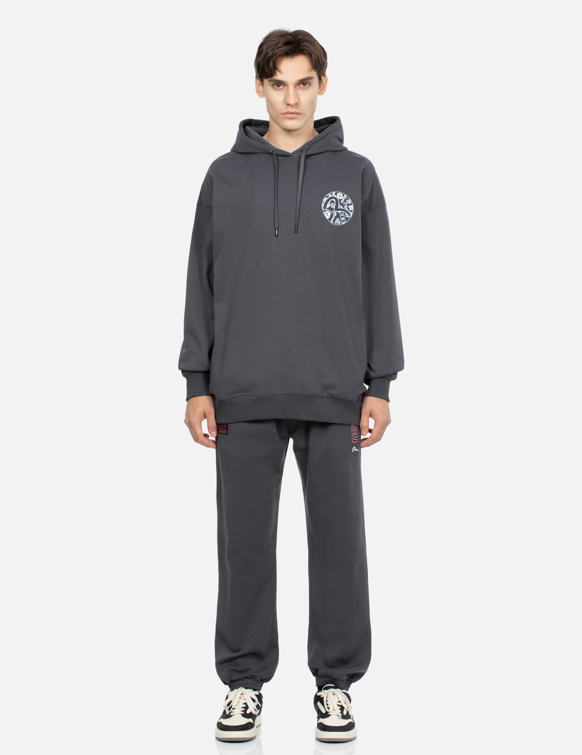 SEAGULL PRINT AND LOGO EMBROIDERY LOOSE FIT HOODIE - 6