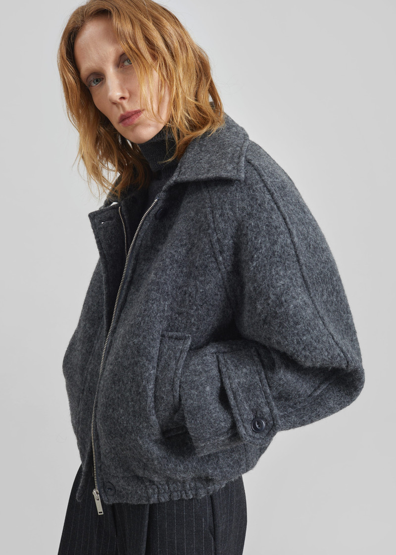 Nyborg Wool Quilted Jacket - Dark Grey 6