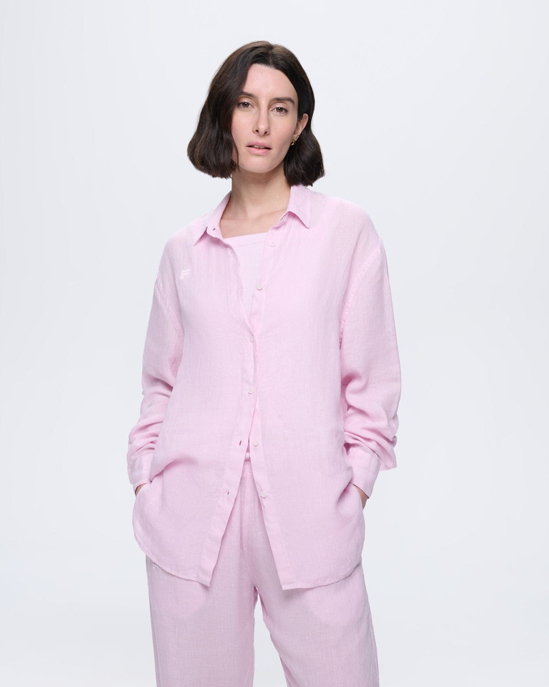 PANGAIA Womens Linen Overshirt - Light Lilac outlook