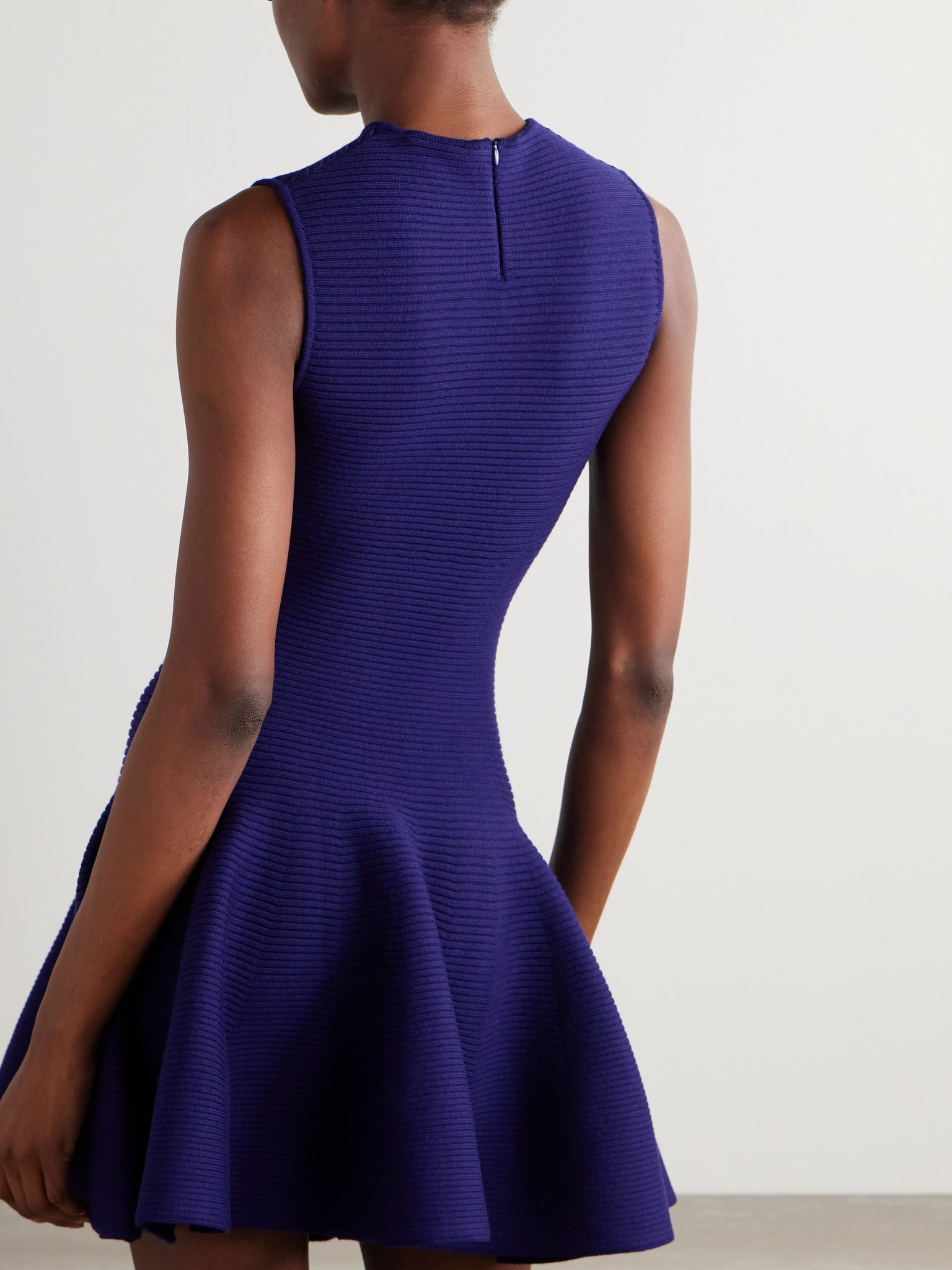 Ribbed wool-blend mini dress Purple - 3