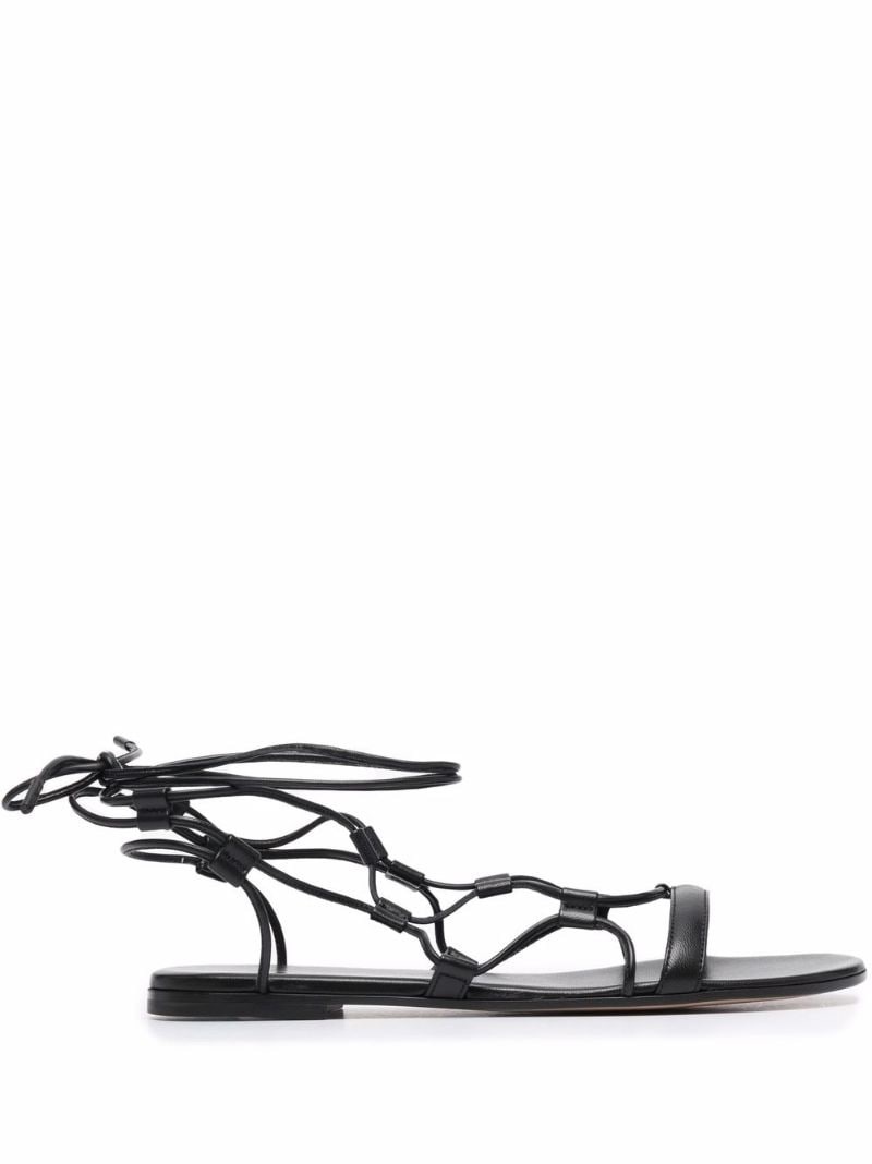 lace-up leather sandals - 1