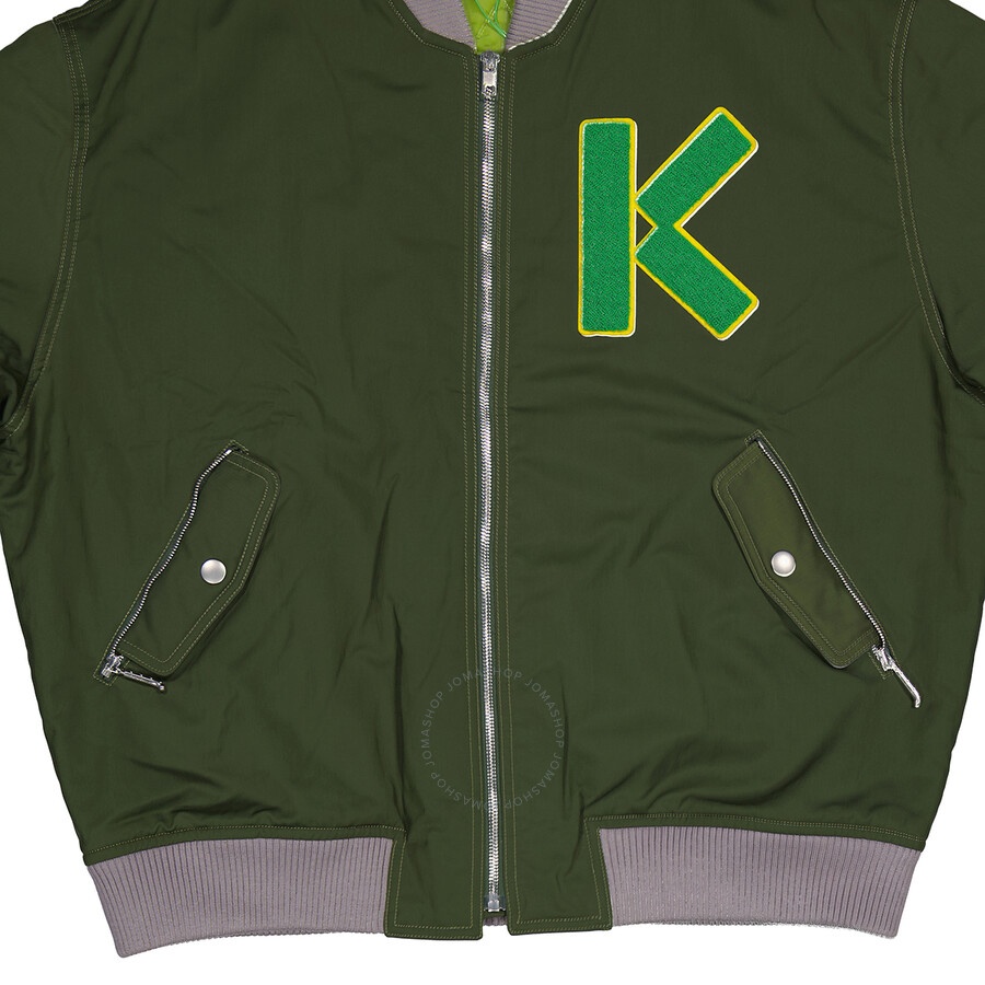 Kenzo Men's Dark Khaki Varsity Logo-Patch Bomber Jacket - 7