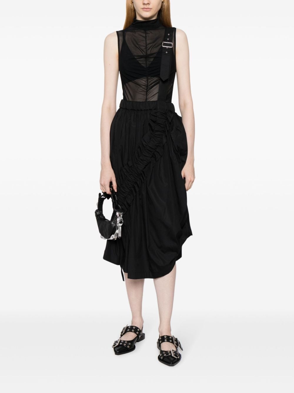 ruched-detailing cotton skirt - 2