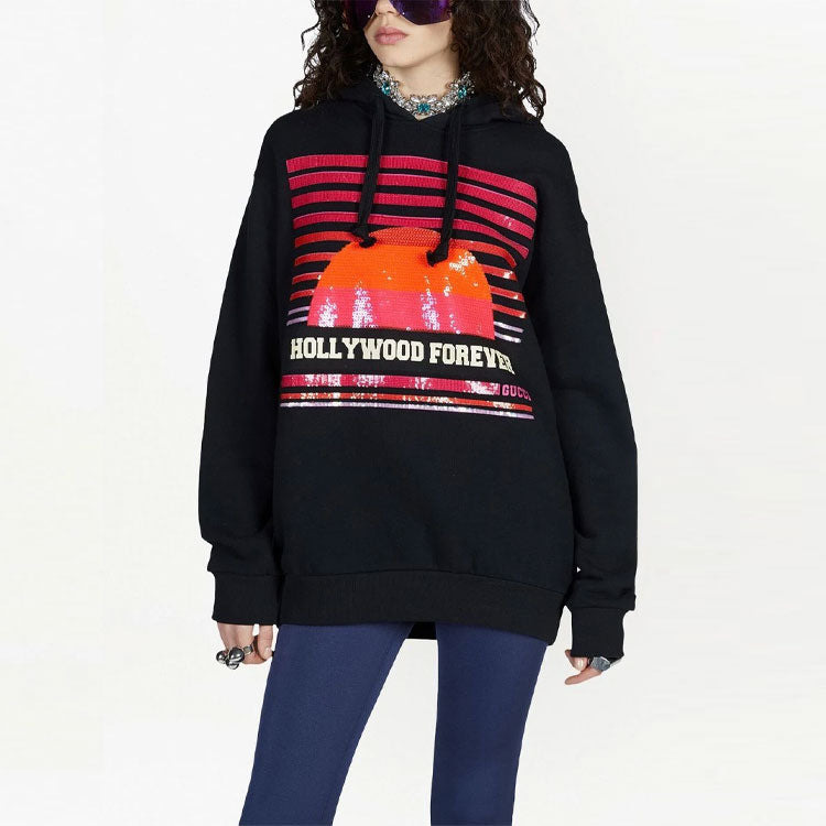 Gucci Hollywood Forever Hoodie 'Black Red' 615061-XJEF2-1043 - 4