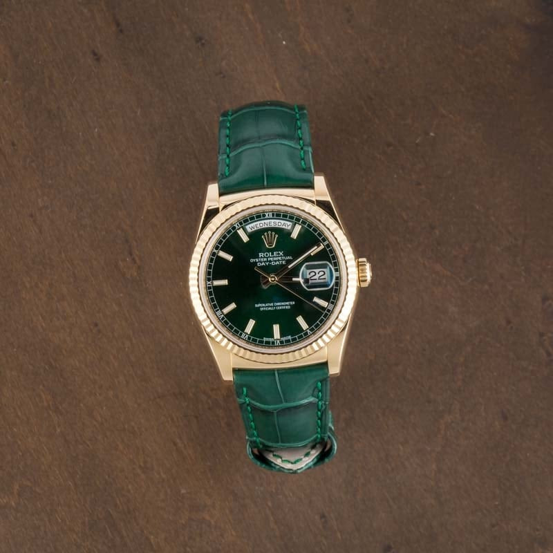 Pre-owned Rolex Day-Date 118138 Green Dial - 5