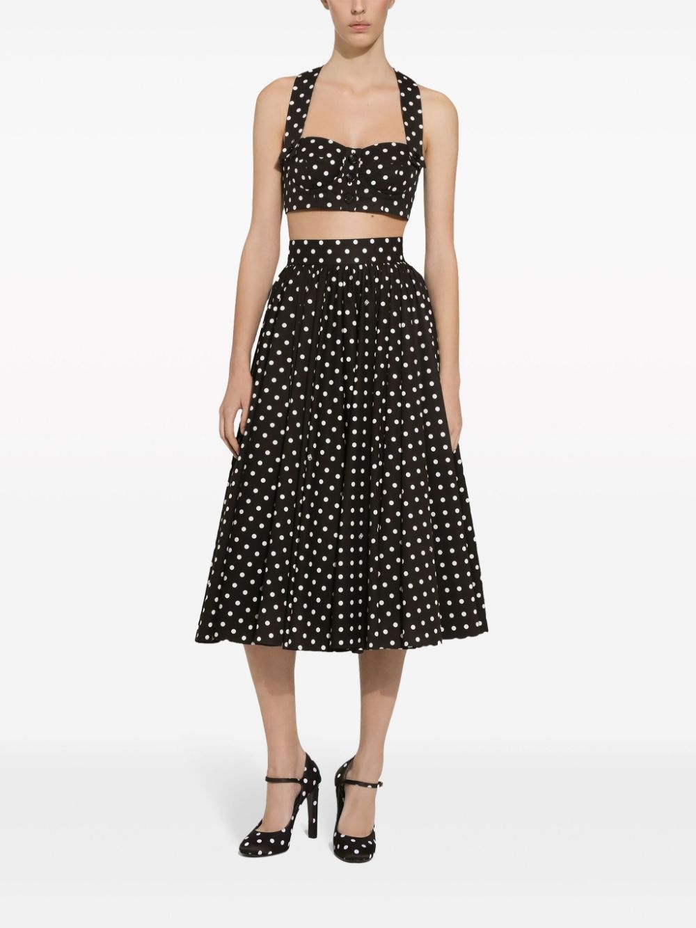 polka-dot cotton midi skirt - 2