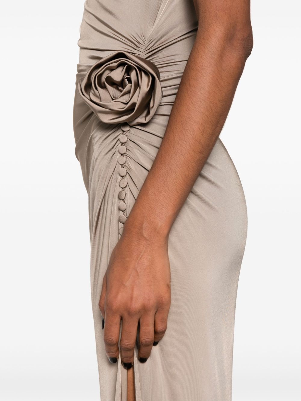 floral-appliqué jersey midi dress - 5