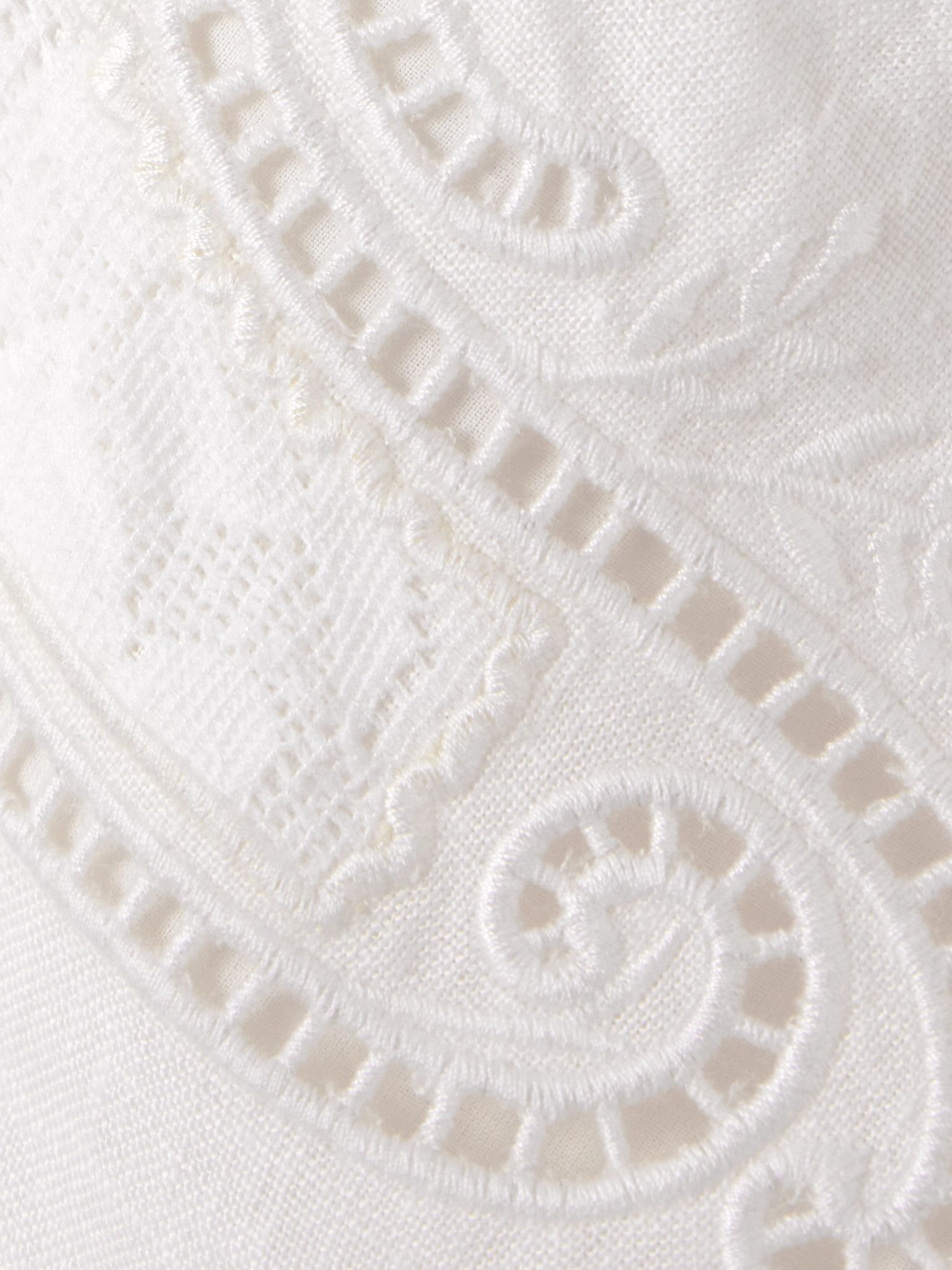 Scalloped broderie anglaise-trimmed linen mini dress White - 4