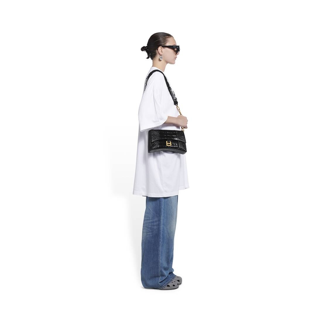Women's Downtown Xs Shoulder Bag Crocodile Embossed in Black - 2