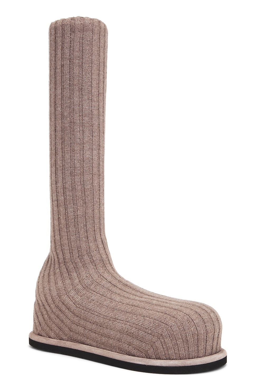 Veneda Stretch Fuzzy Knit Boot In Taupe - 2