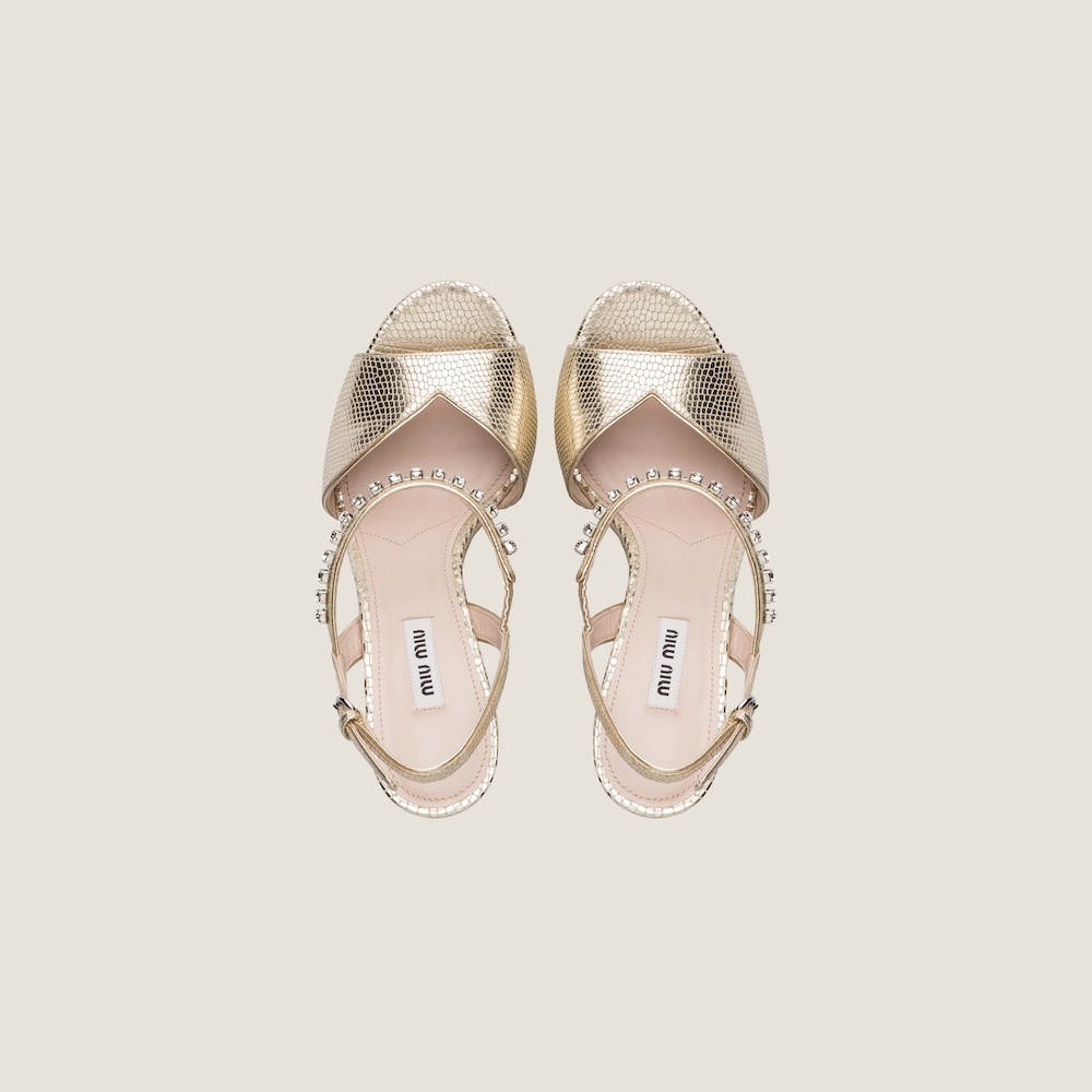 Lizard-print leather platform sandals - 4