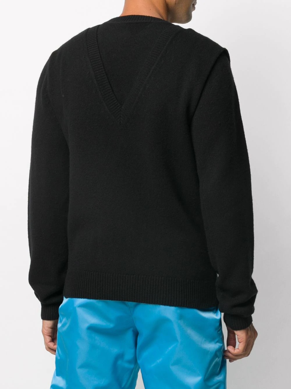 deconstructed V-neck jumper - 4