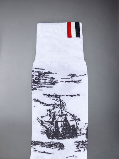 Thom Browne Cotton Nautical Toile Mid Calf Socks outlook