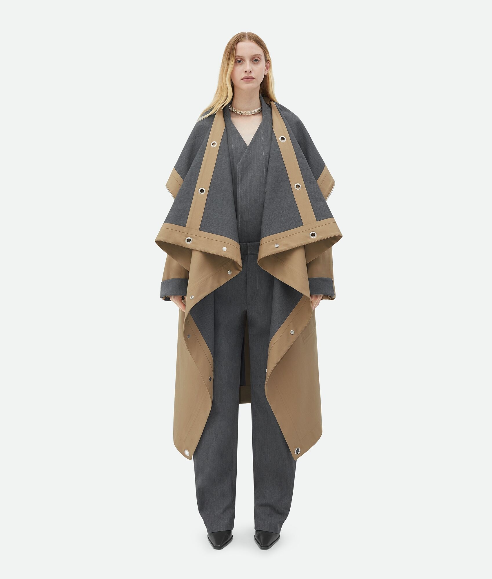 Bonded Wool And Cotton Cape - 1