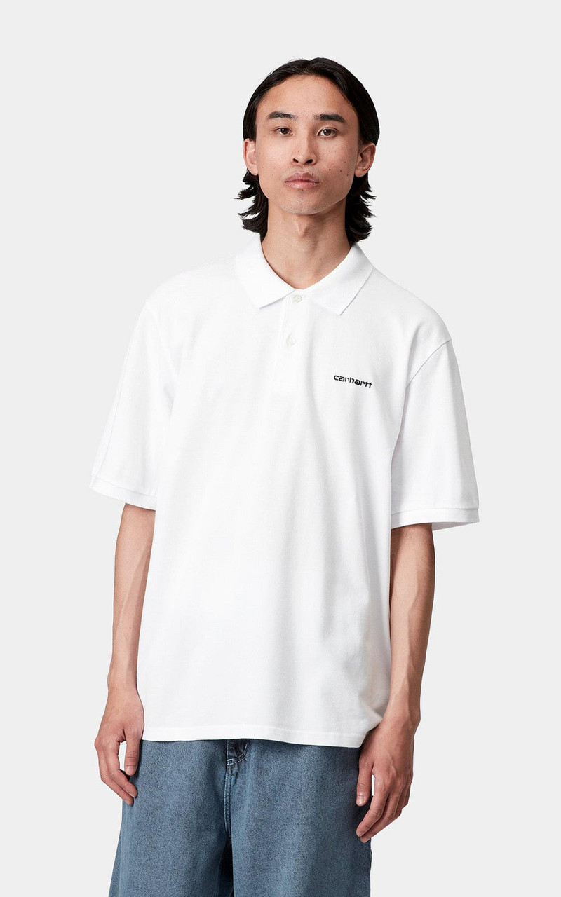 Carhartt CARHARTT WIP S/S CARHARTT SCRIPT POLO WHITE/BLACK outlook