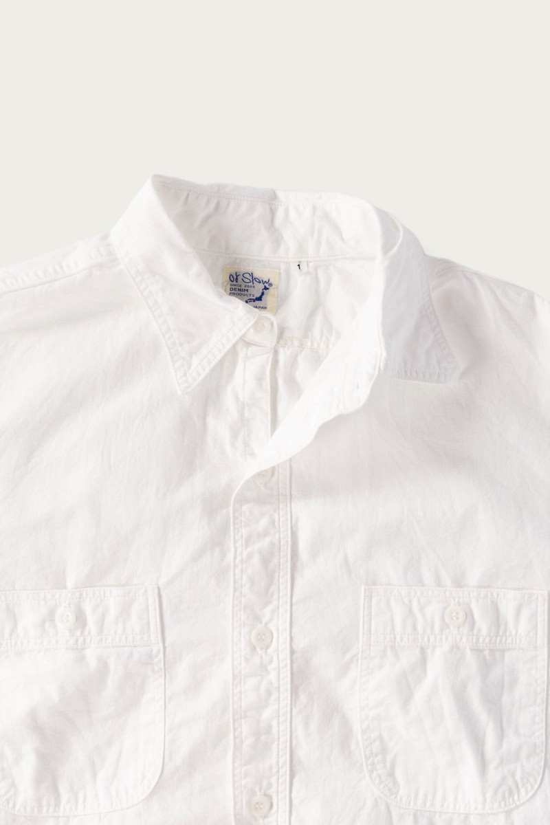 orSlow Relax Fit Chambray Work Shirt - White outlook