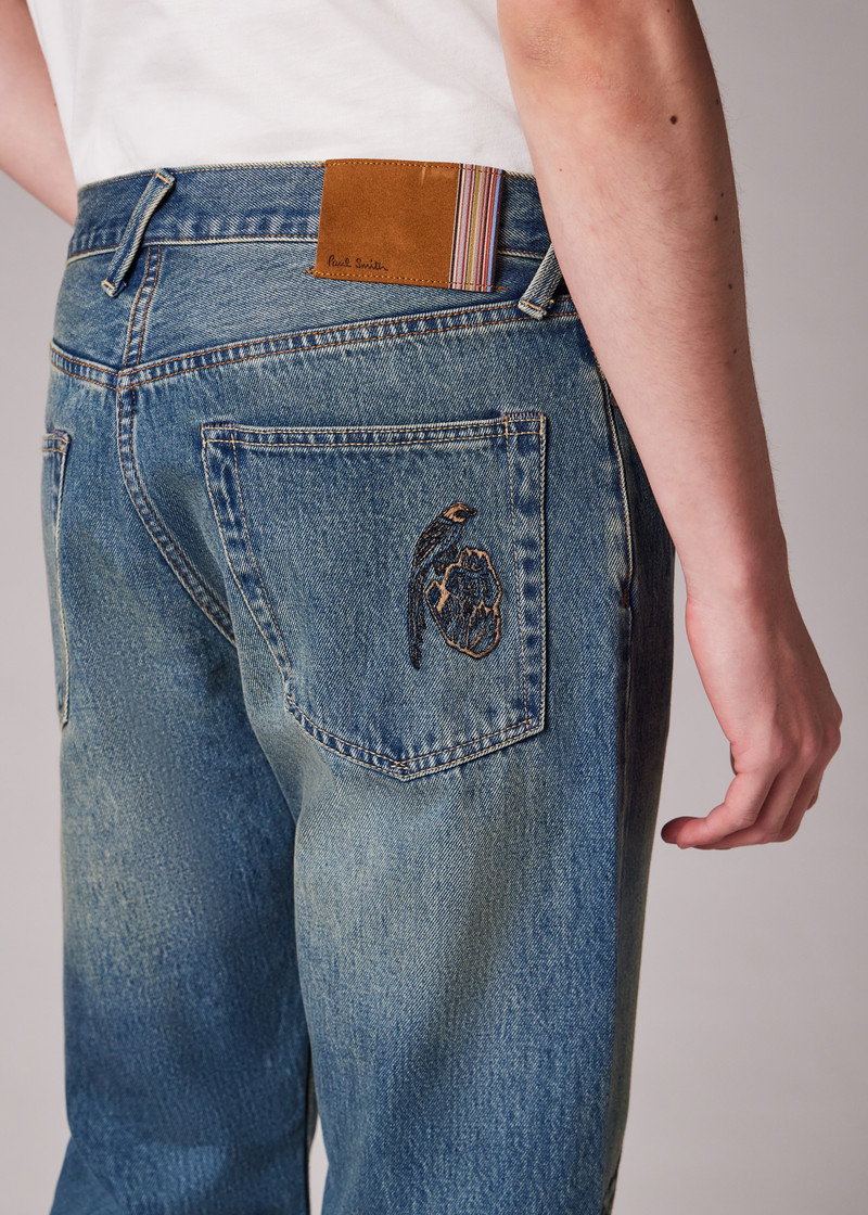 Straight-Fit 'Little Beasts' Embroidered Jeans 8