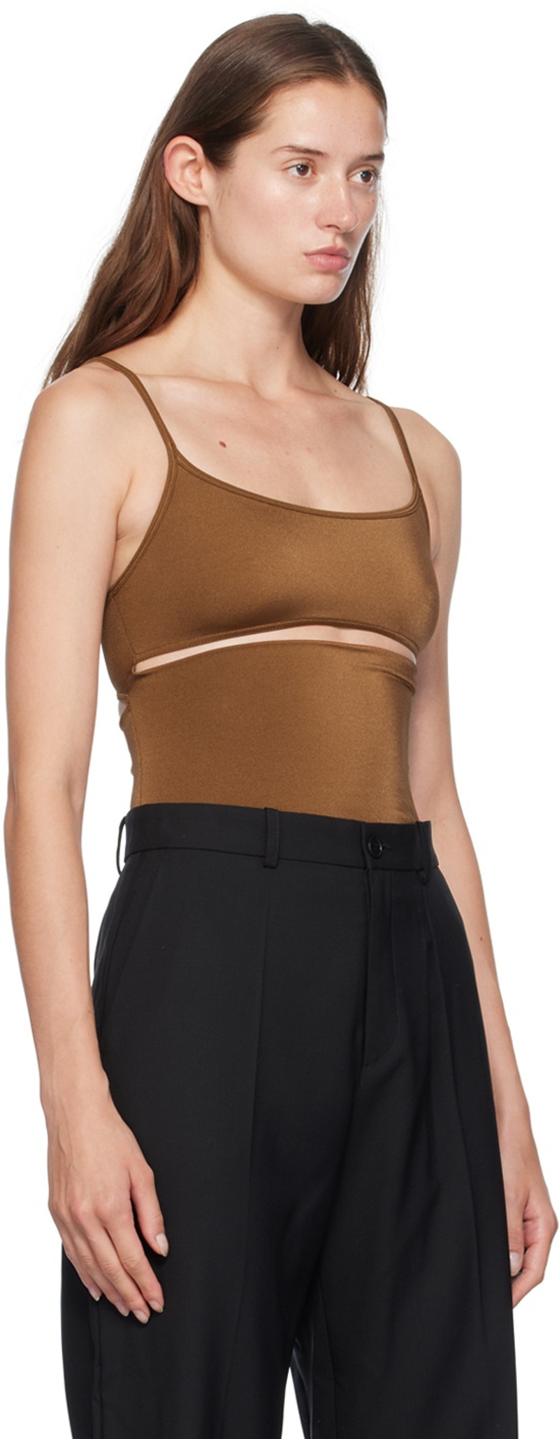 MARIE ADAM-LEENAERDT Brown Cut Out Bodysuit outlook