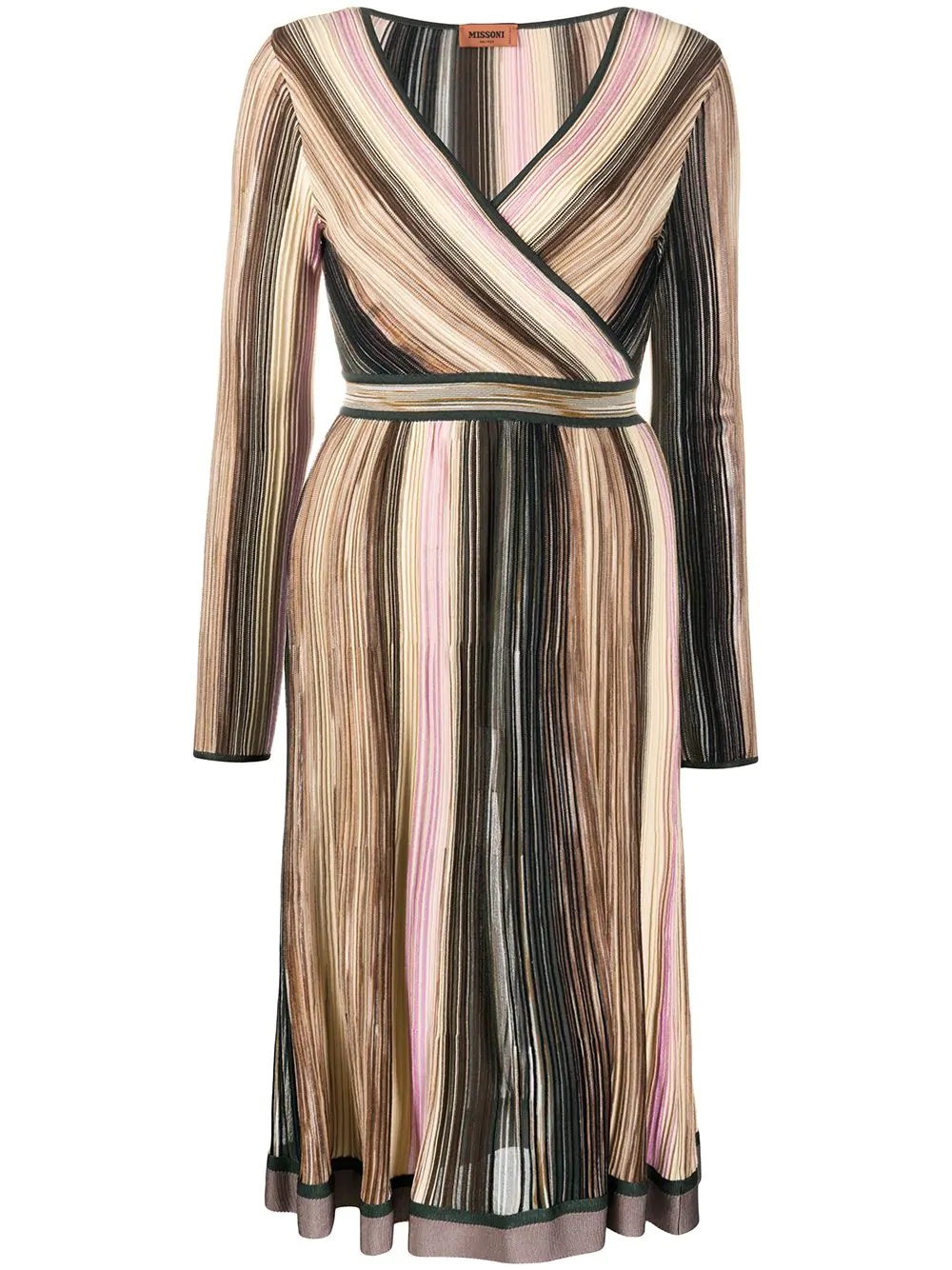 stripe wrap midi silk dress - 1