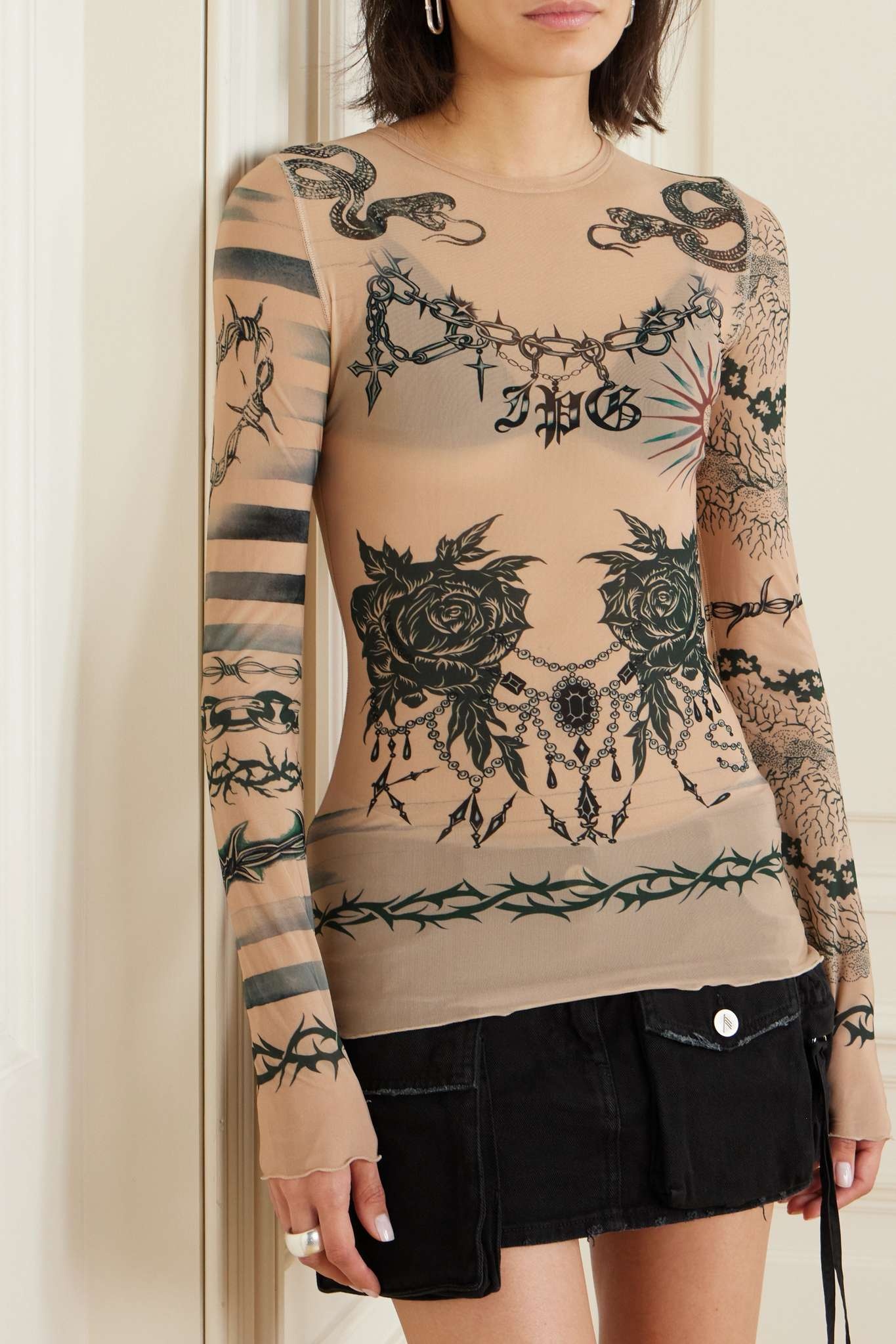 Jean Paul Gaultier x KNWLS tattoo-print long-sleeve Bodysuit - Farfetch