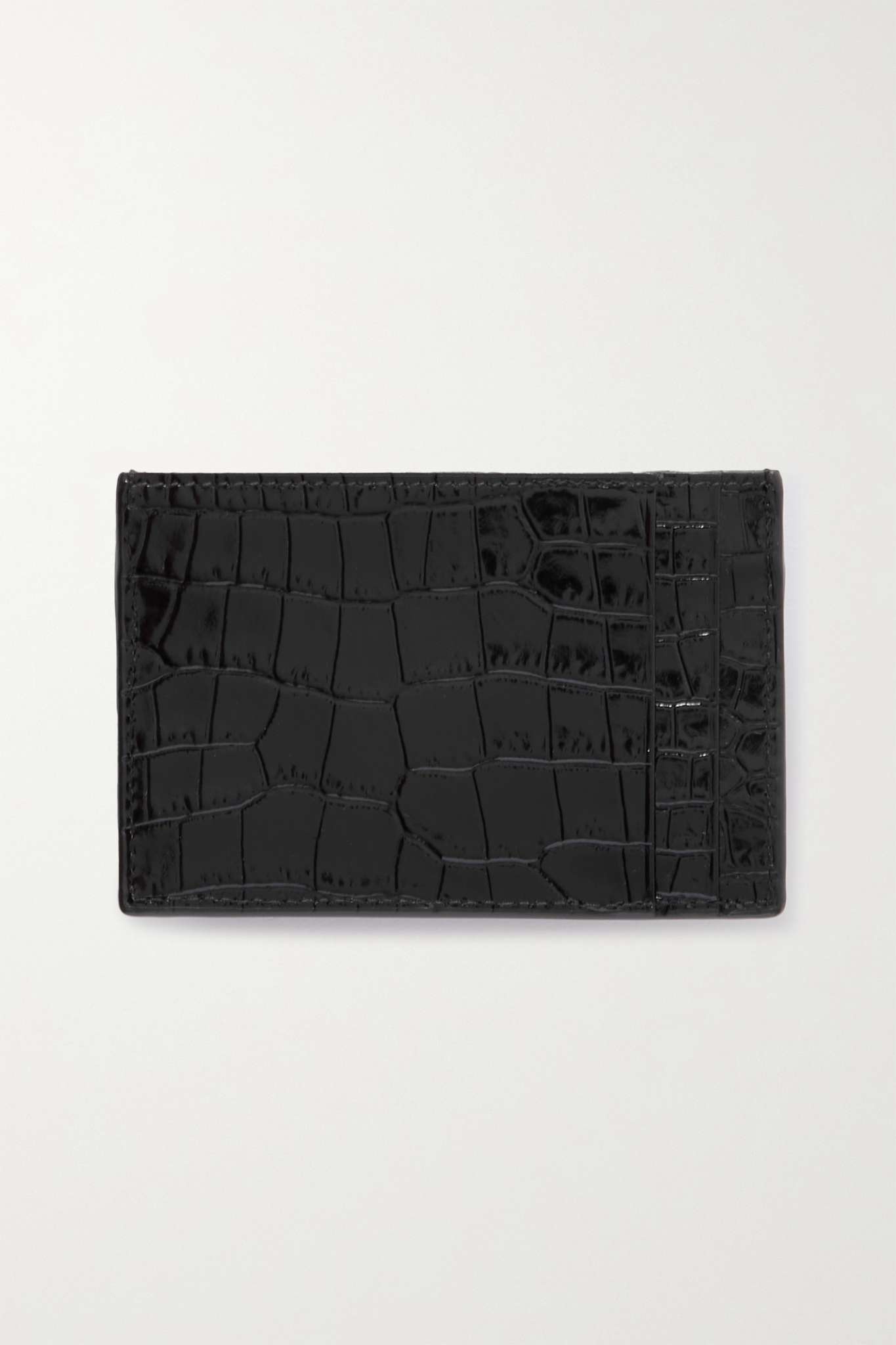 Uptown glossed croc-effect leather cardholder - 2