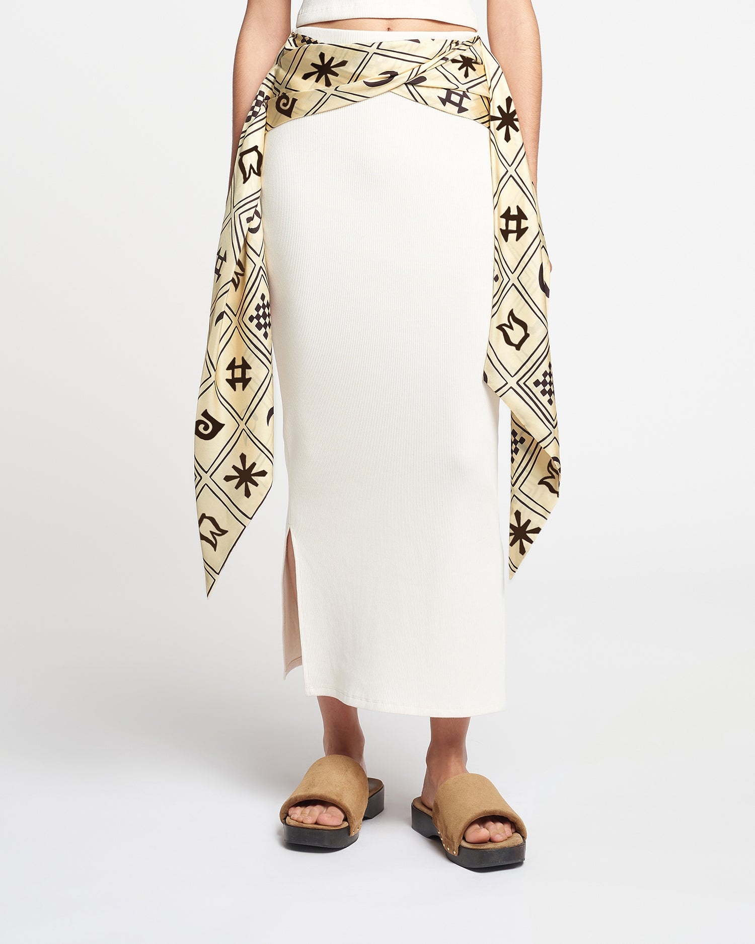 Silk-Trimmed Ribbed-Jersey Skirt - 1