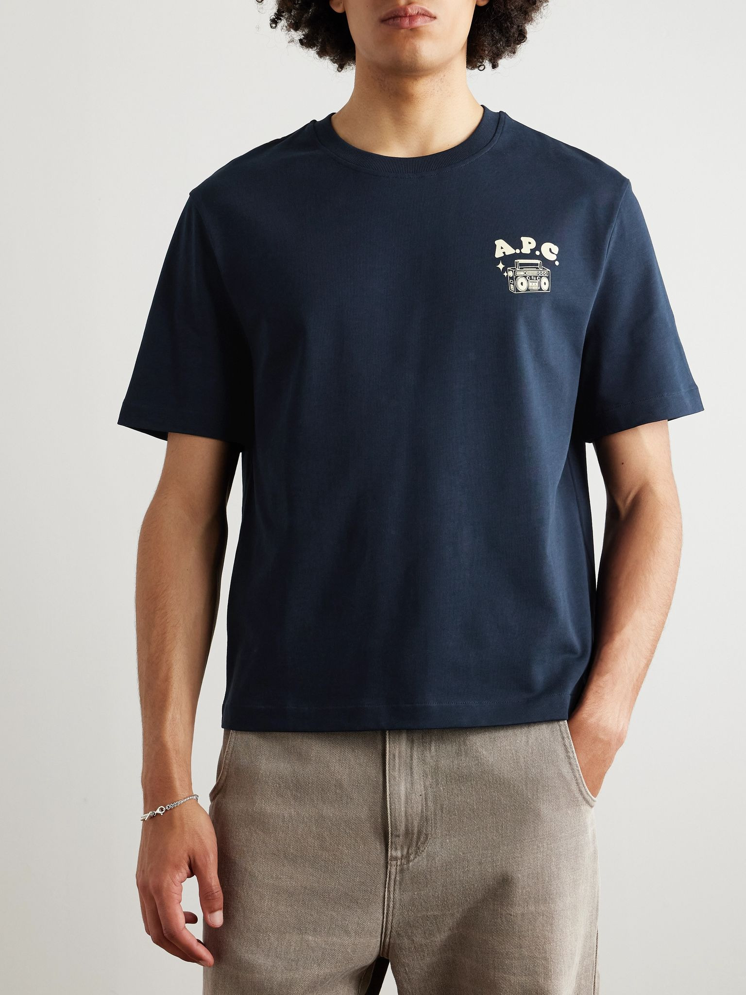Disco Logo-Print Organic Cotton-Jersey T-Shirt Navy - 3