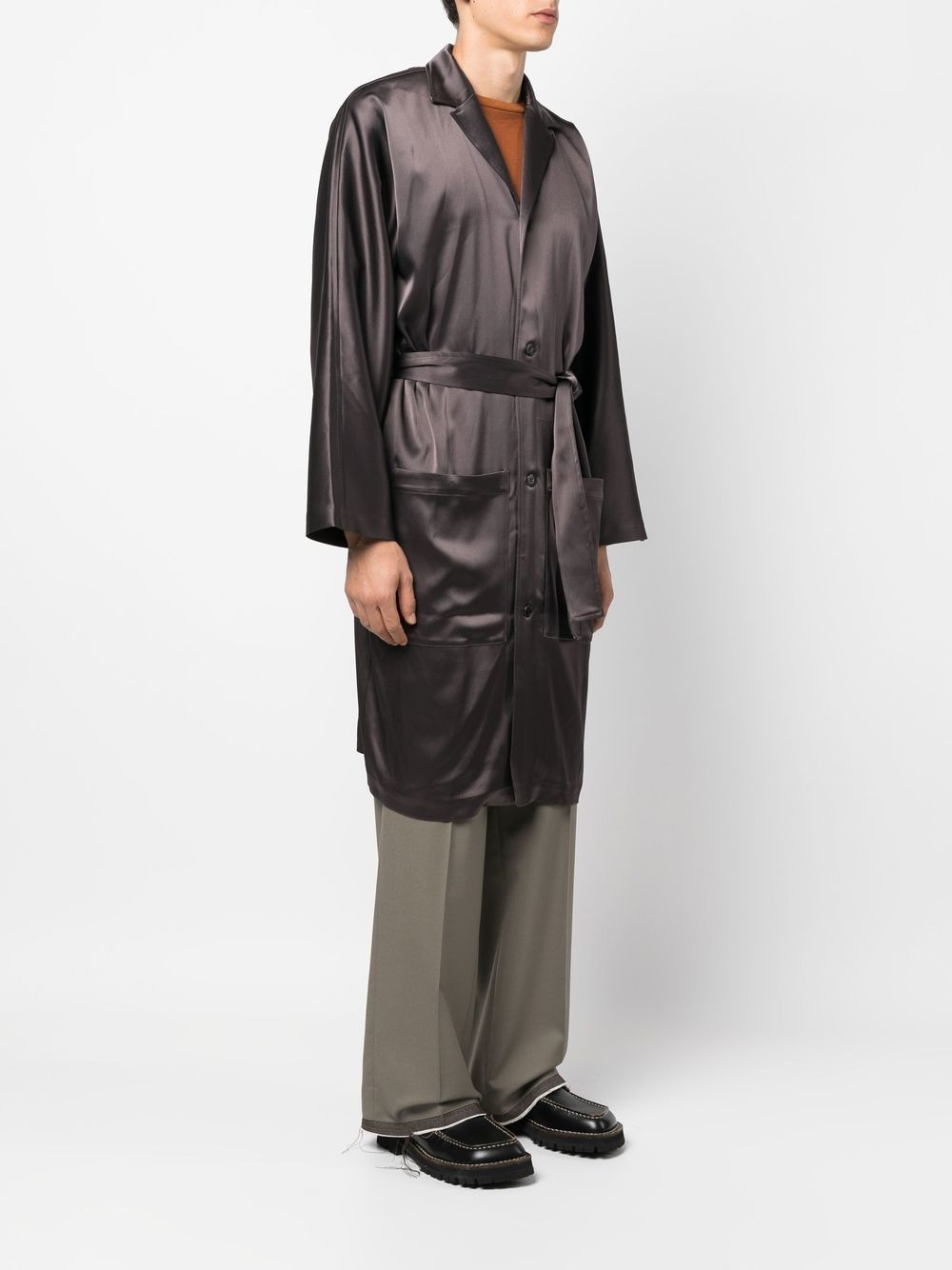 cuban-collar self-tie shirt - 3