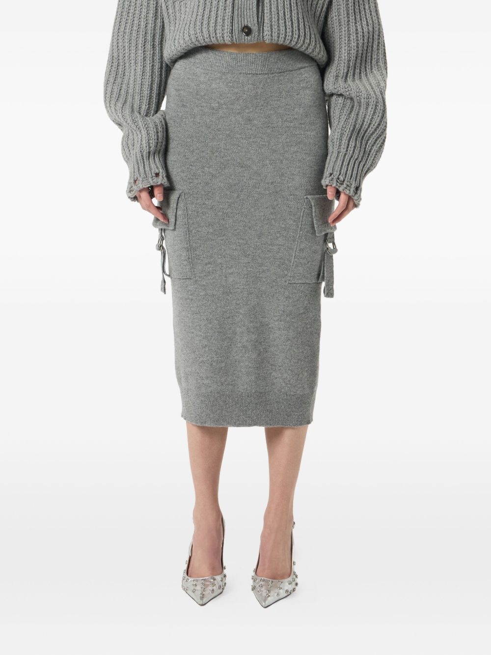 cargo-pockets wool midi skirt - 3