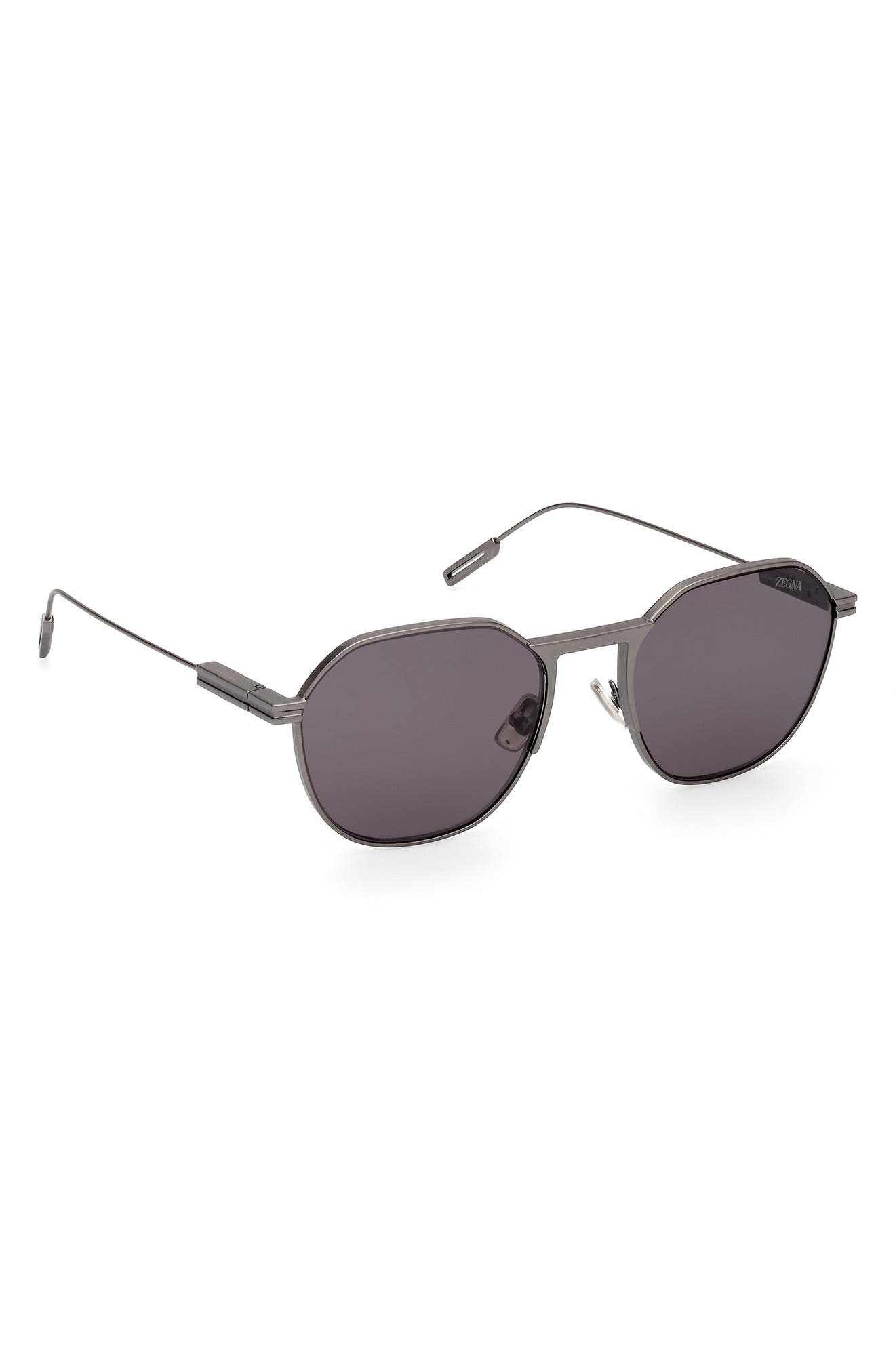 ZEGNA 55mm Round Sunglasses in Brushed Gunmetal at Nordstrom - 8