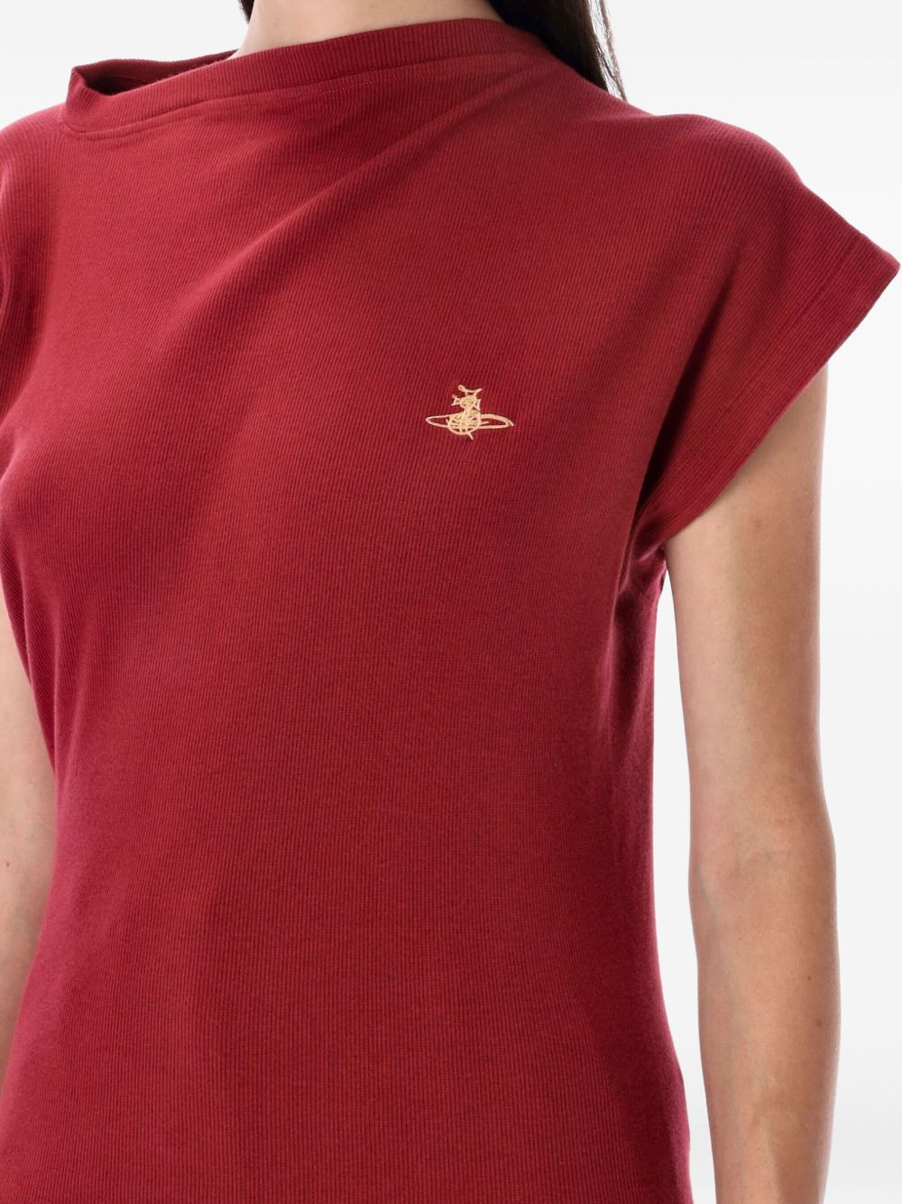 Hebo asymmetric-neck ribbed sweater - 3