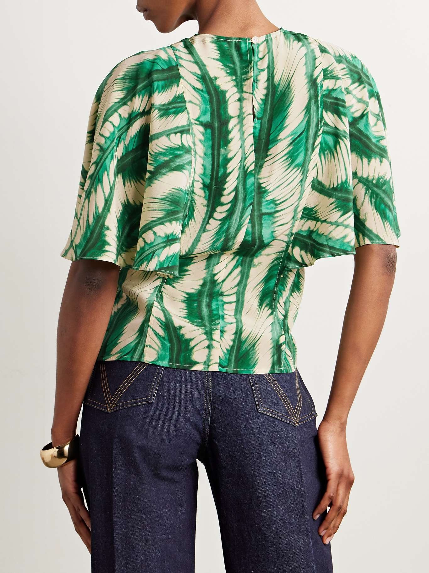 Ada printed silk top Green - 3