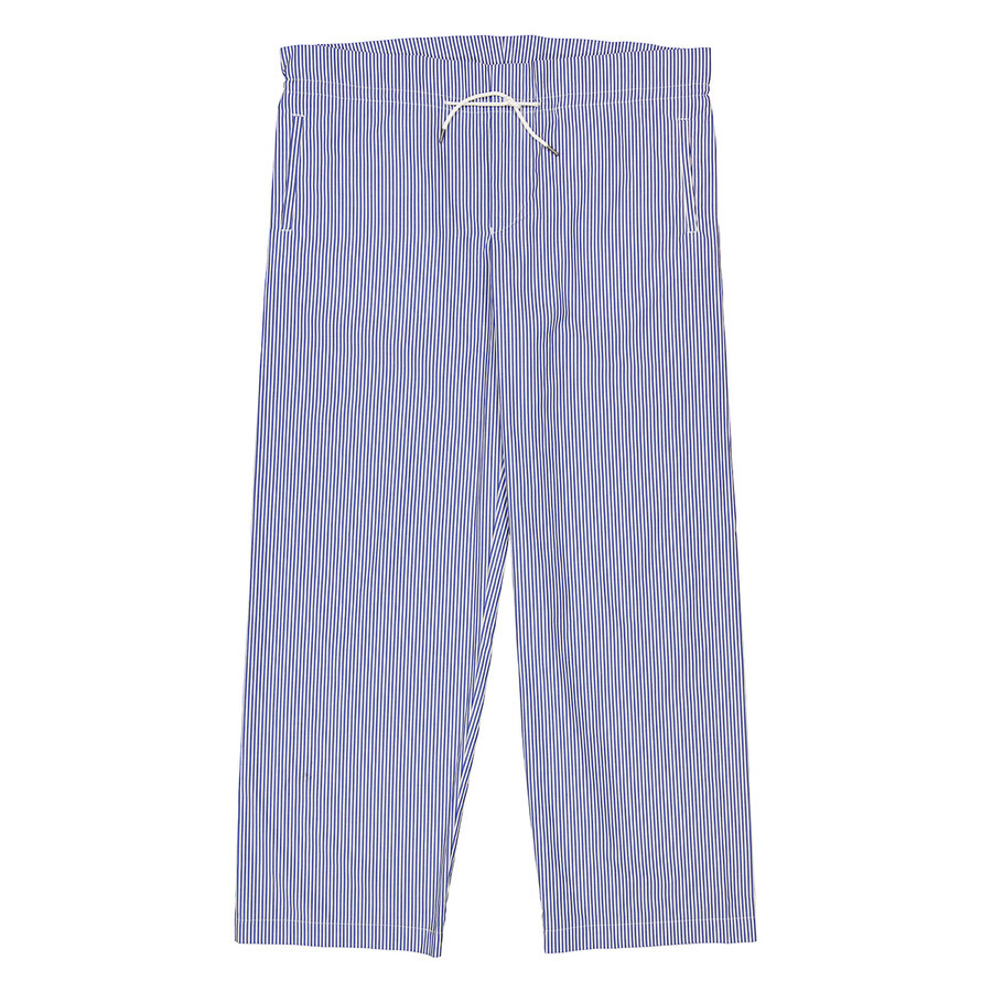 Emporio Armani Blue Poplin Striped Drawstring Trousers - 5