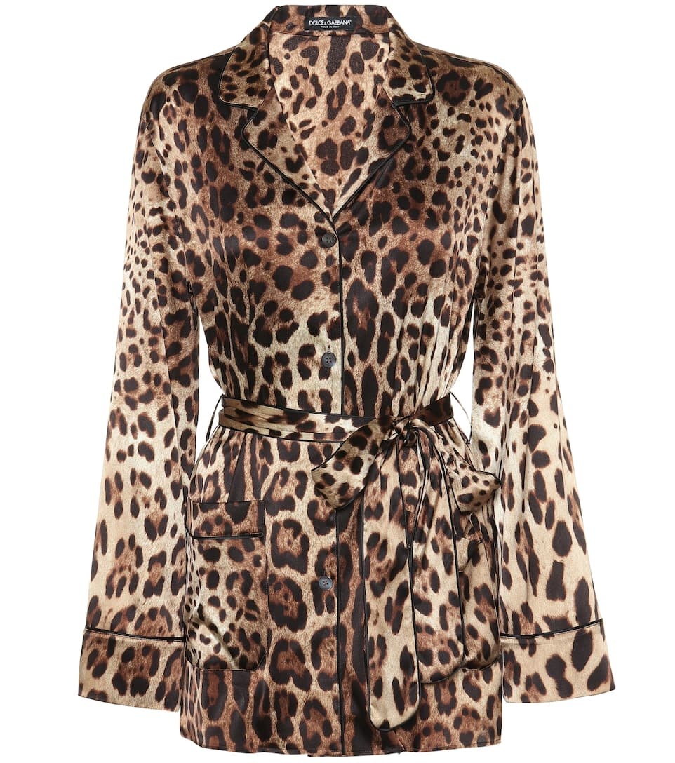 Leopard-print stretch-silk satin top - 1