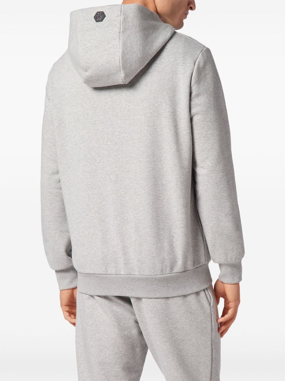 zip-up skull-embellished hoodie - 4