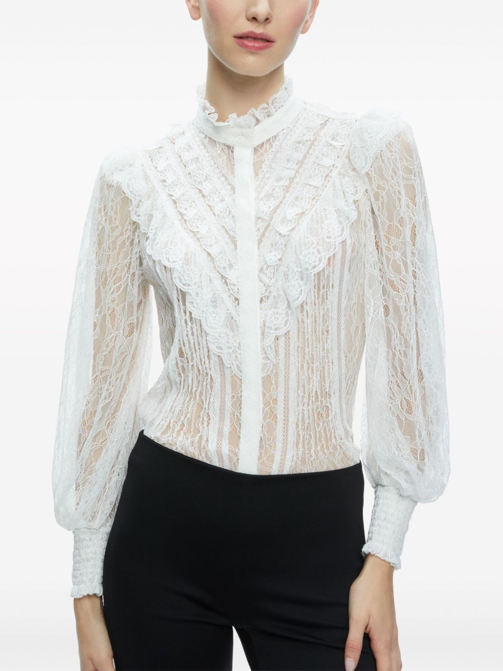 Rheba mock-neck lace blouse - 5