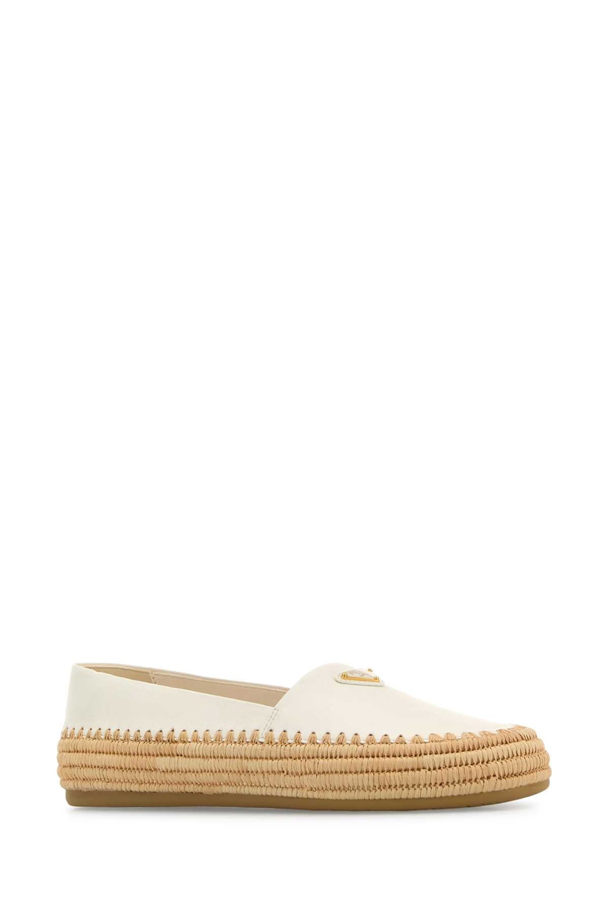 Prada Women White Leather Espadrilles - 2
