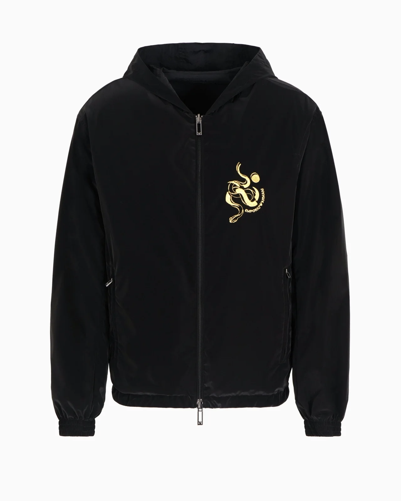 REVERSIBLE HOODED BLOUSON IN SHINY NYLON WITH LUNAR NEW YEAR EMBROIDERY - 1