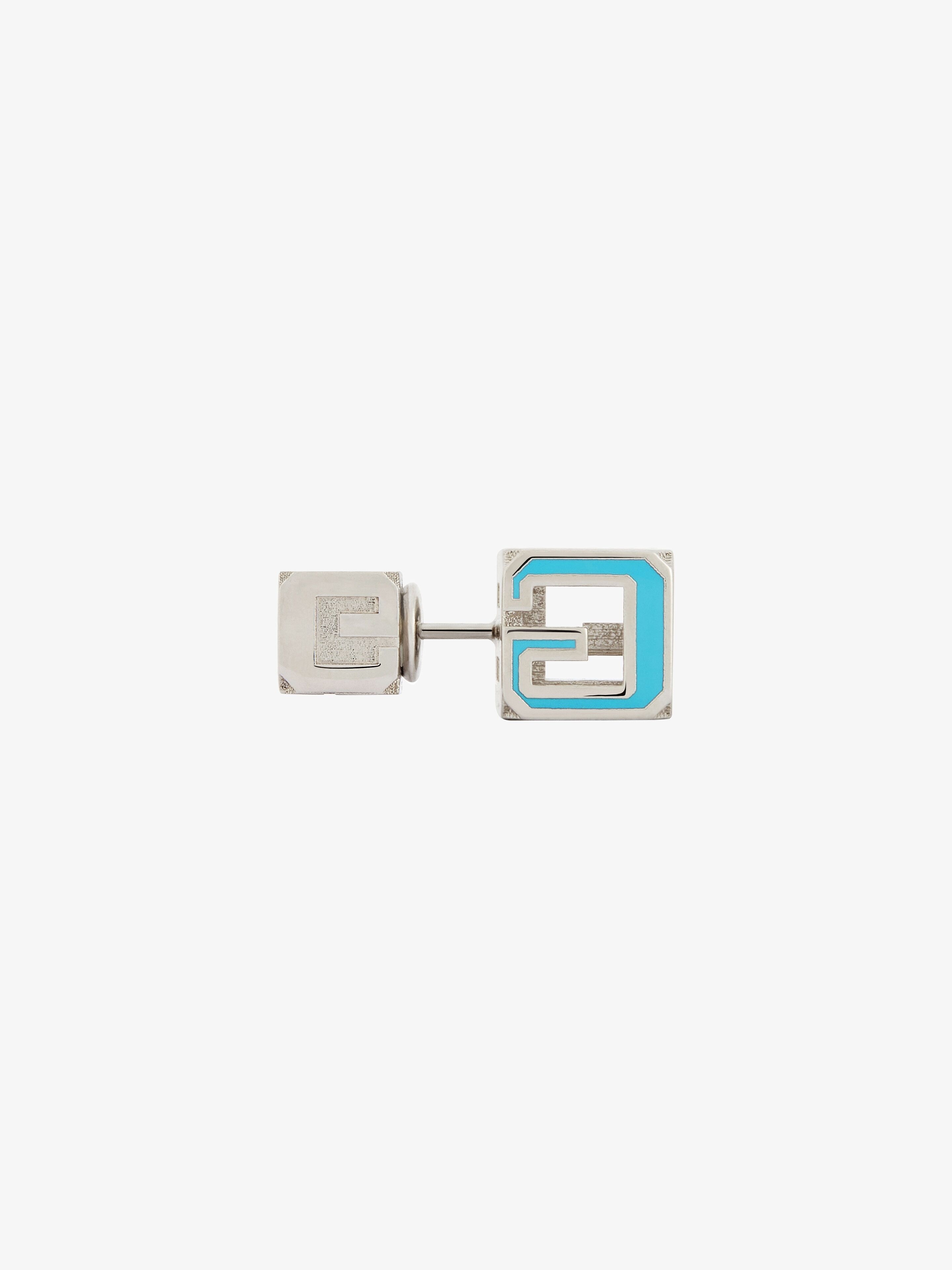 G CUBE STUD EARRING IN METAL AND ENAMEL - 7