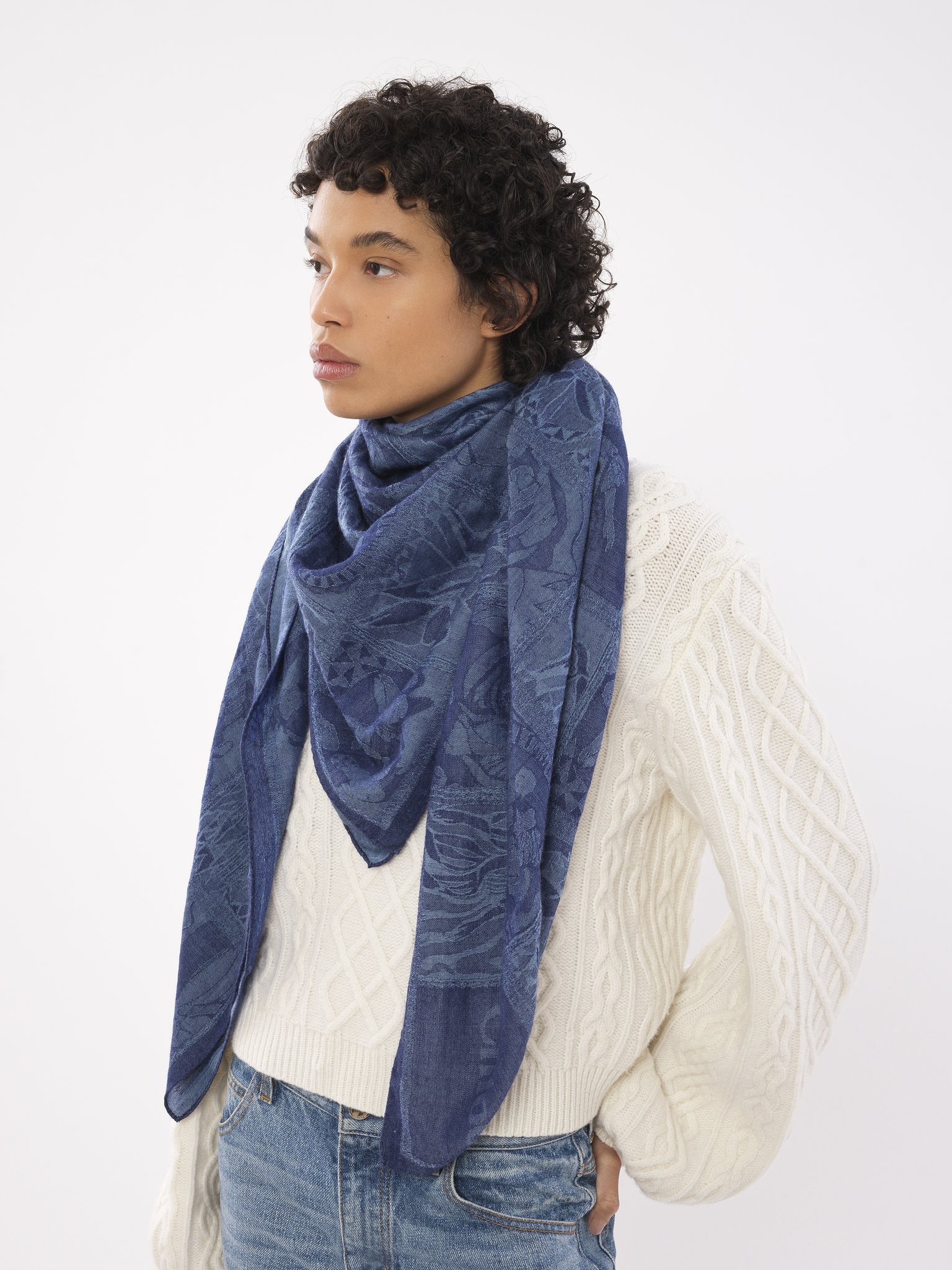 DENIM-EFFECT SQUARE SCARF - 3