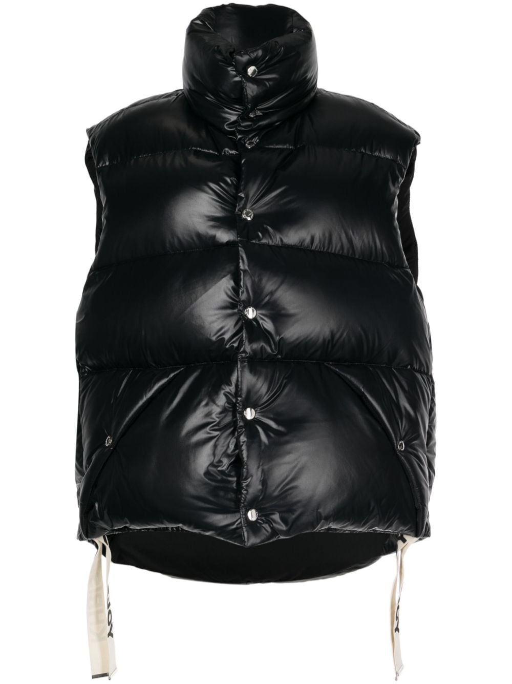 logo-tape shiny puffer gilet - 1